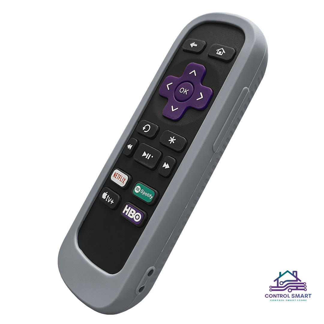 FUNDA DE SILICONA PROTECTORA PARA CONTROL ROKU ANTIDESLIZANTE– PLOMO - 3