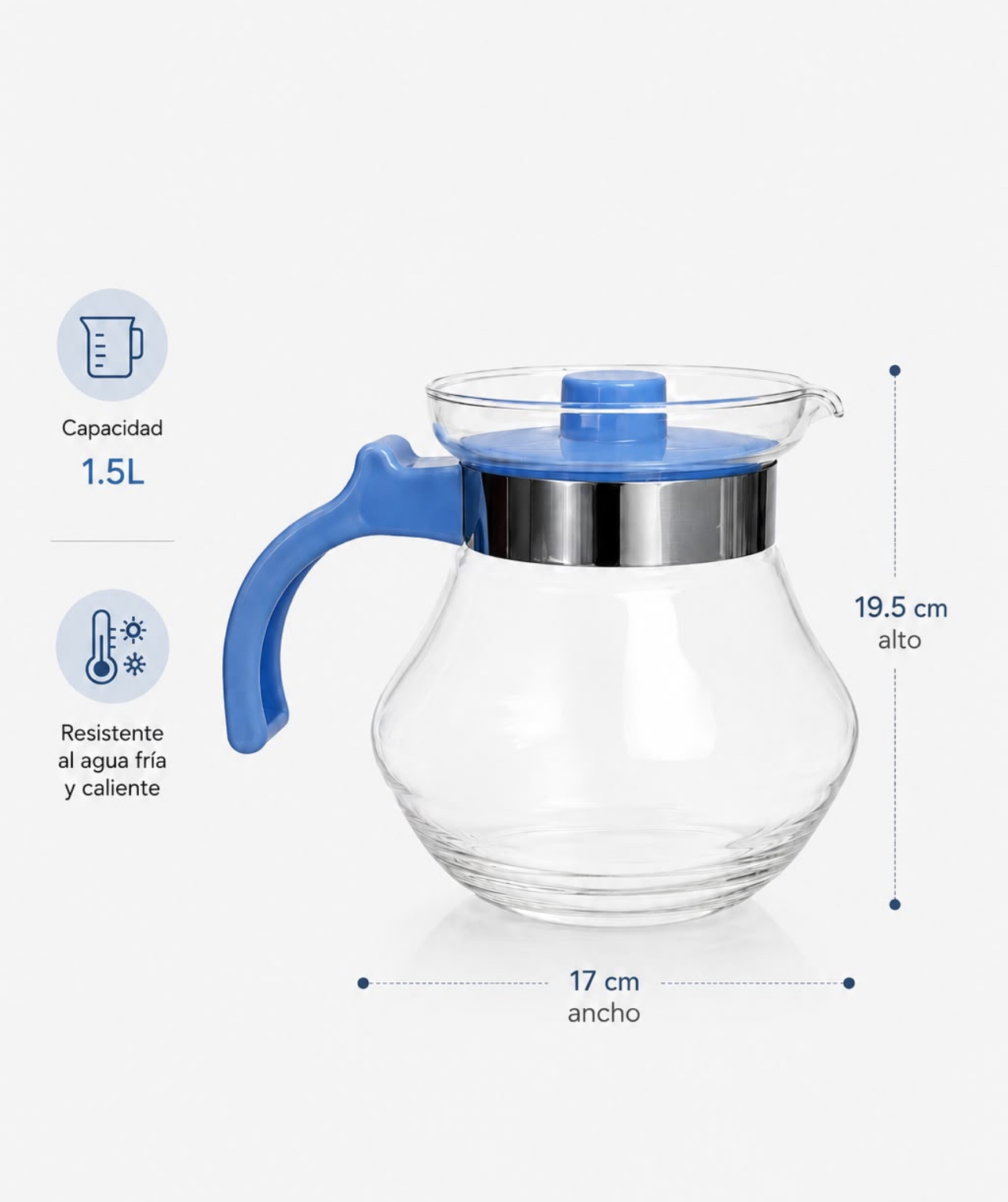 JARRA DE VIDRIO PARA BEBIDAS CALIENTES 1500ML - 5