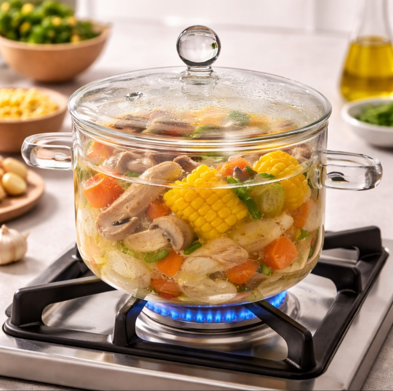 OLLA DE VIDRIO BOROSILICATO CON TAPA 1.5 LITROS - 4