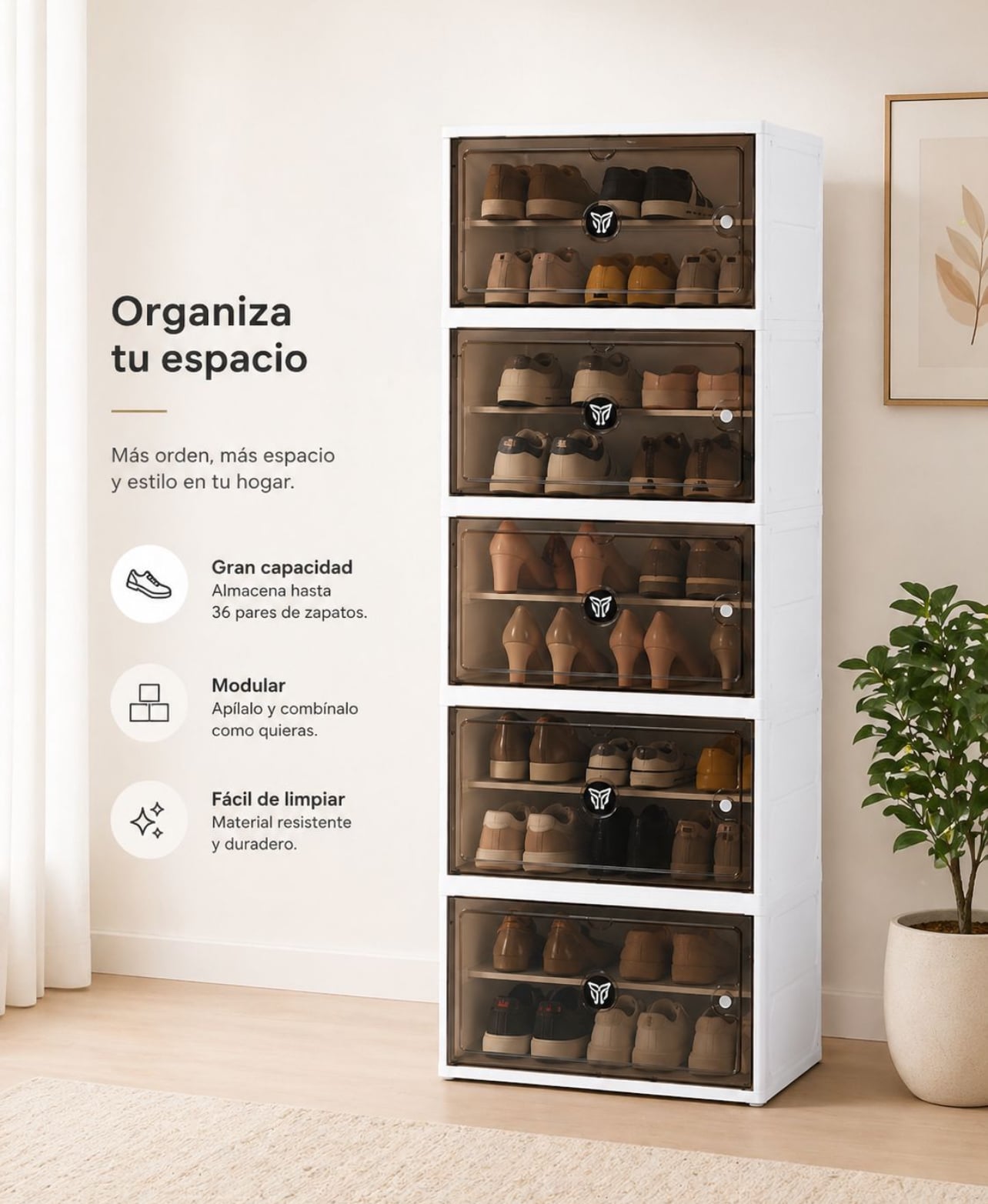 ZAPATERO MODERNO 10 NIVELES CON PUERTAS IMANTADAS - 1