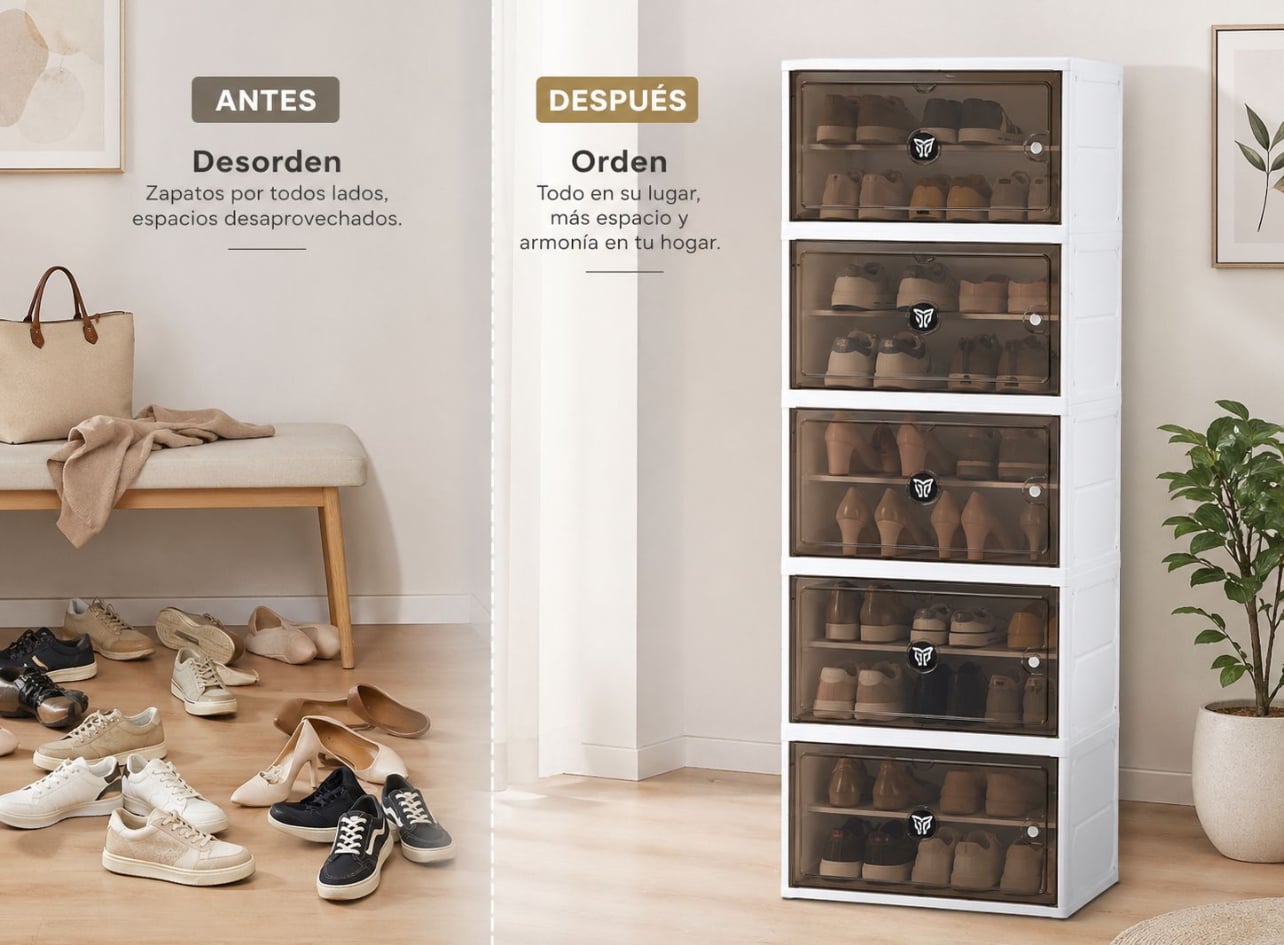 ZAPATERO MODERNO 10 NIVELES CON PUERTAS IMANTADAS - 3