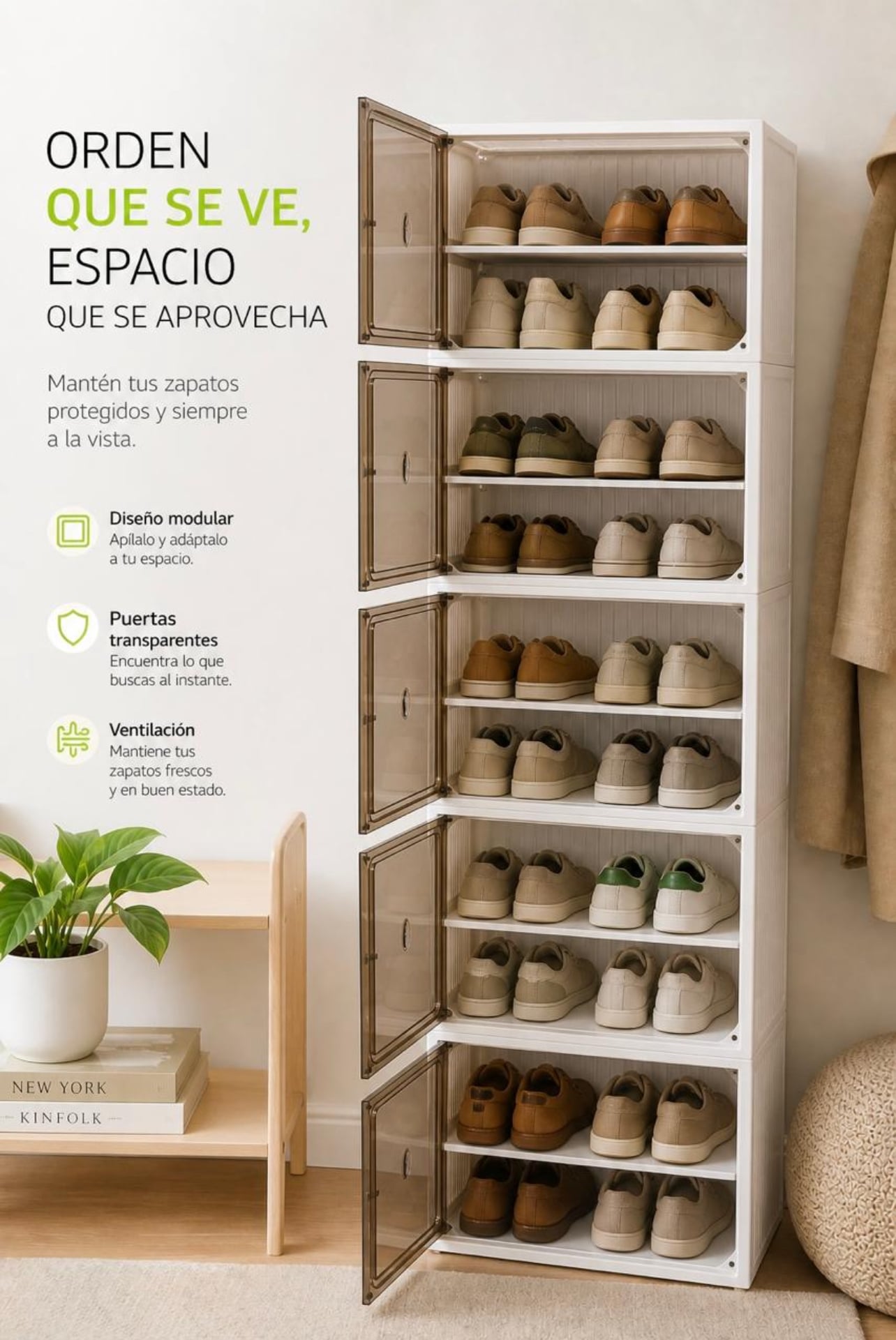 ZAPATERO MODERNO 10 NIVELES CON PUERTAS IMANTADAS - 4