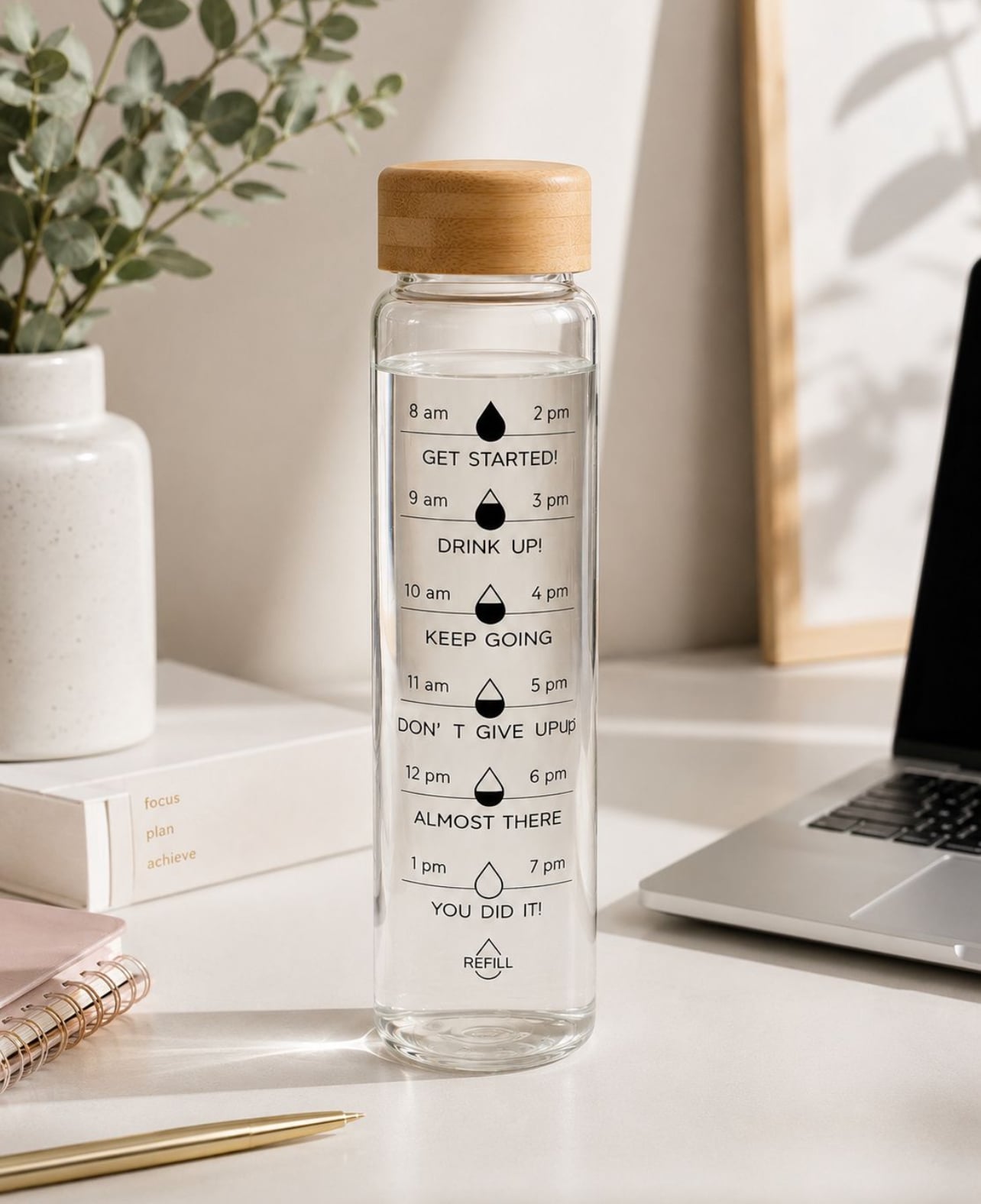 TOMATODO MOTIVACIONAL DE VIDRIO BOROSILICATO 1L CON TAPA DE BAMBÚ - 5