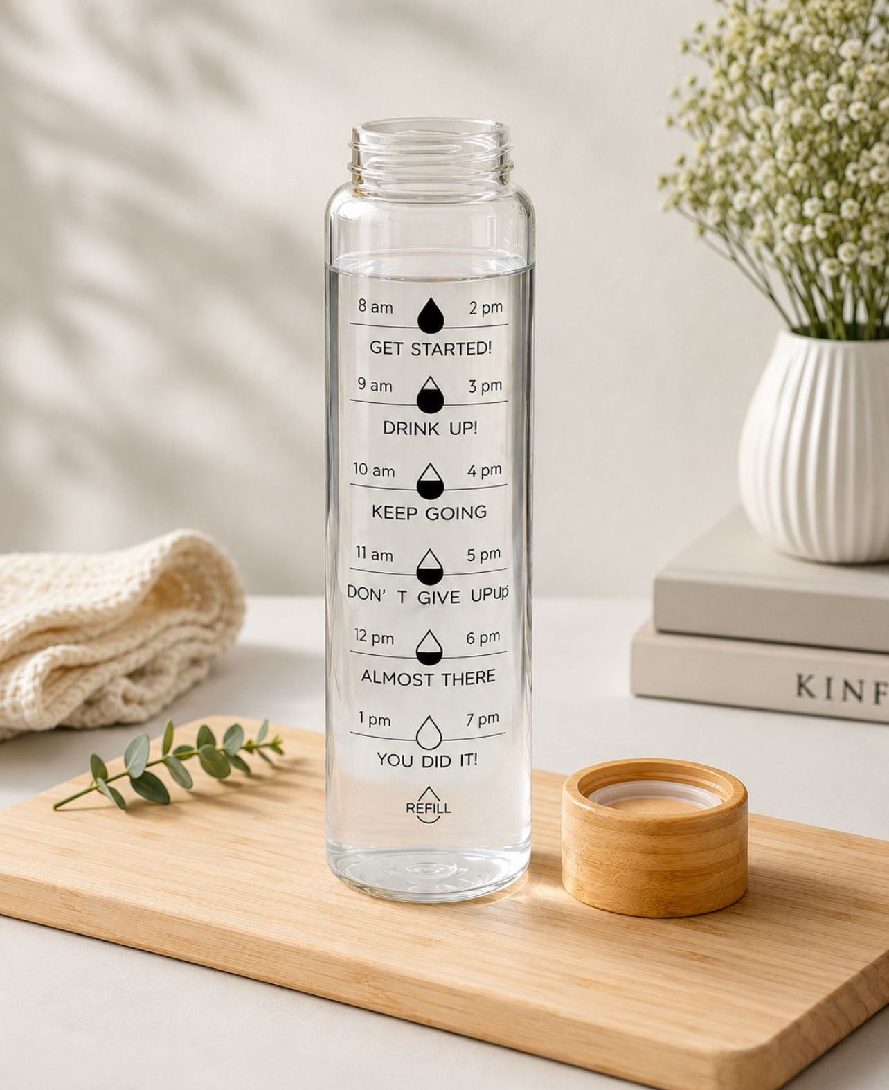 TOMATODO MOTIVACIONAL DE VIDRIO BOROSILICATO 1L CON TAPA DE BAMBÚ - 6