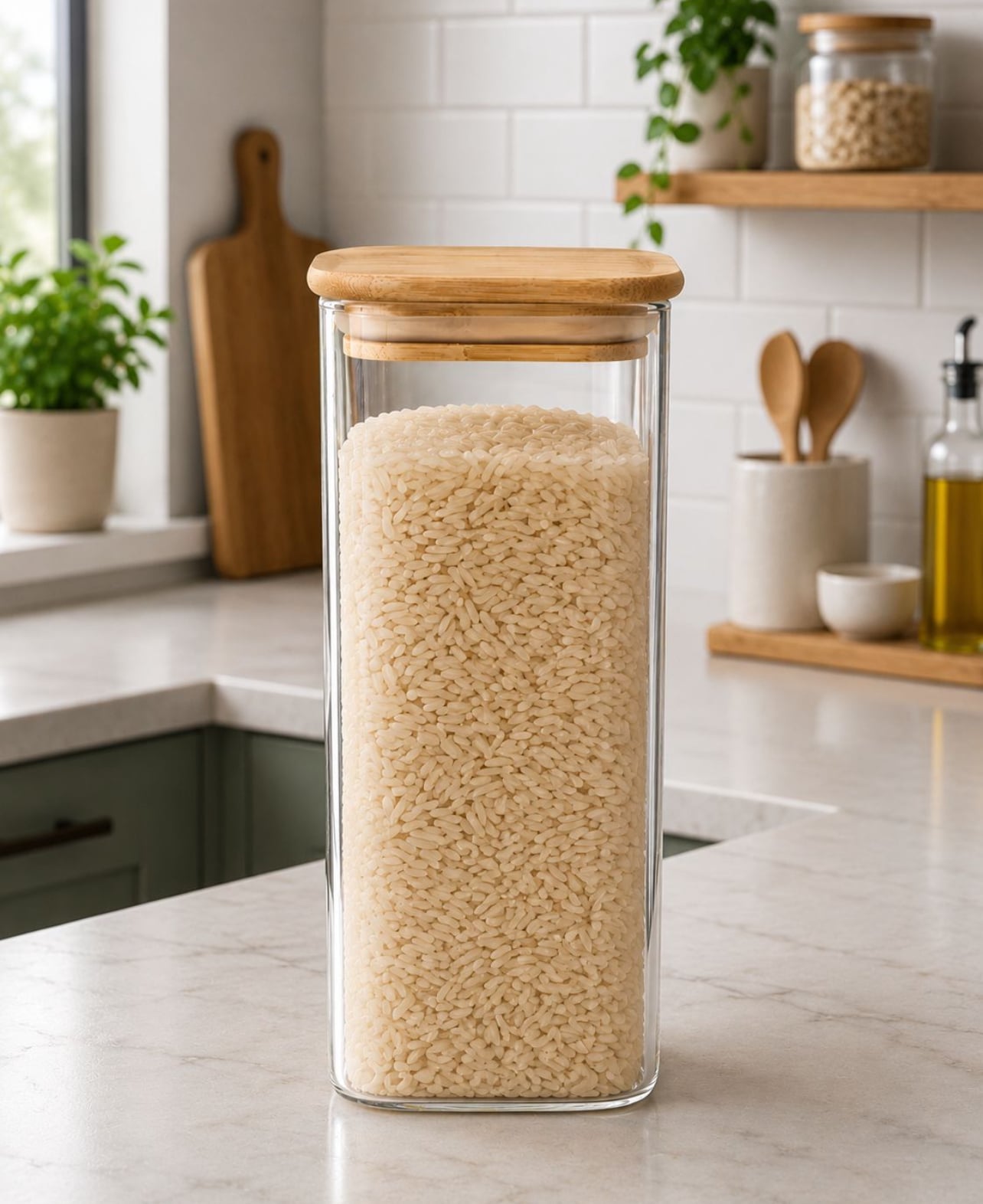 CONTENEDOR HERMÉTICO DE VIDRIO BOROSILICATO CON TAPA BAMBÚ 2000ML - 3