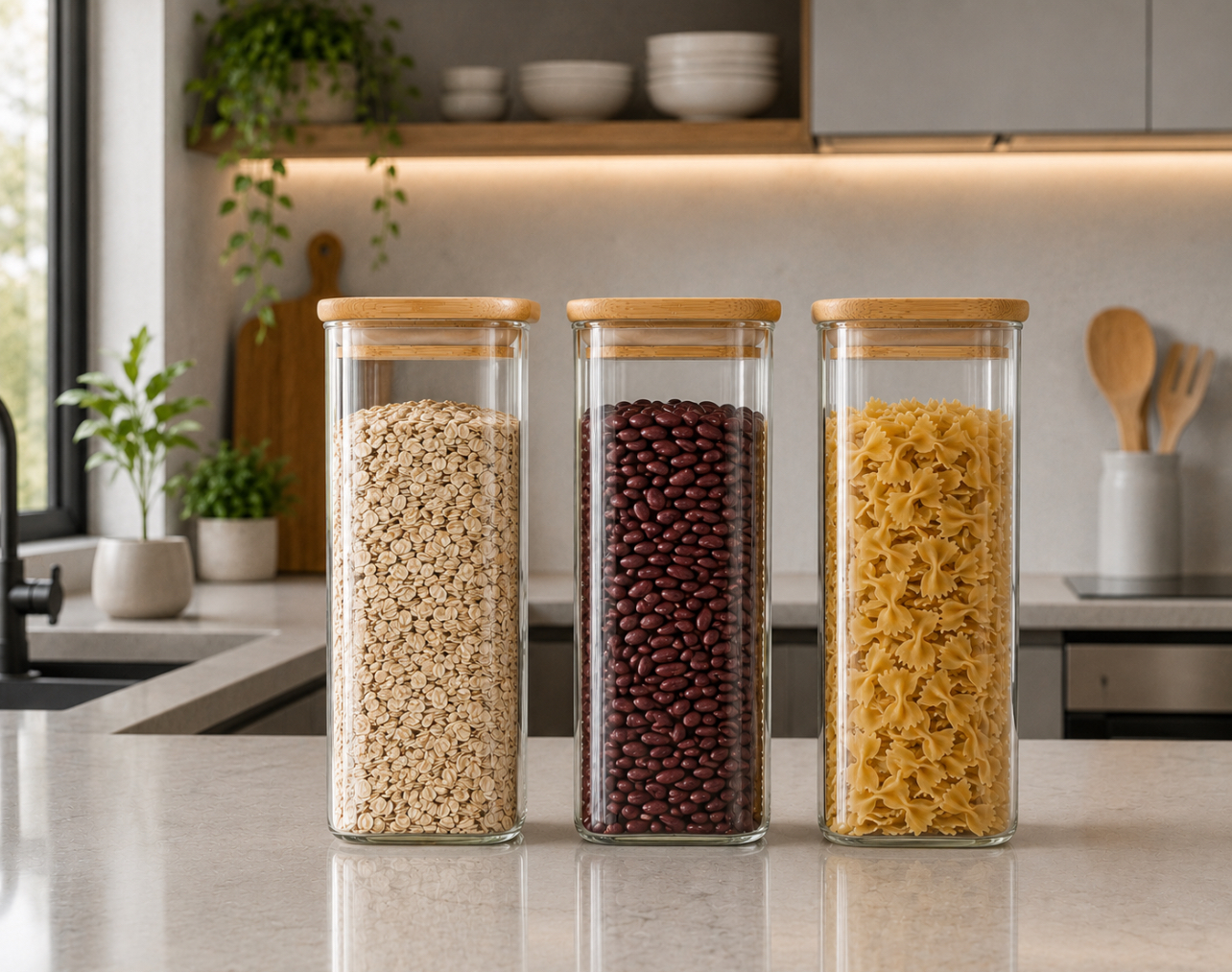 SET X 3 FRASCOS ORGANIZADORES DE COCINA VIDRIO BOROSILICATO 2000ML - 1