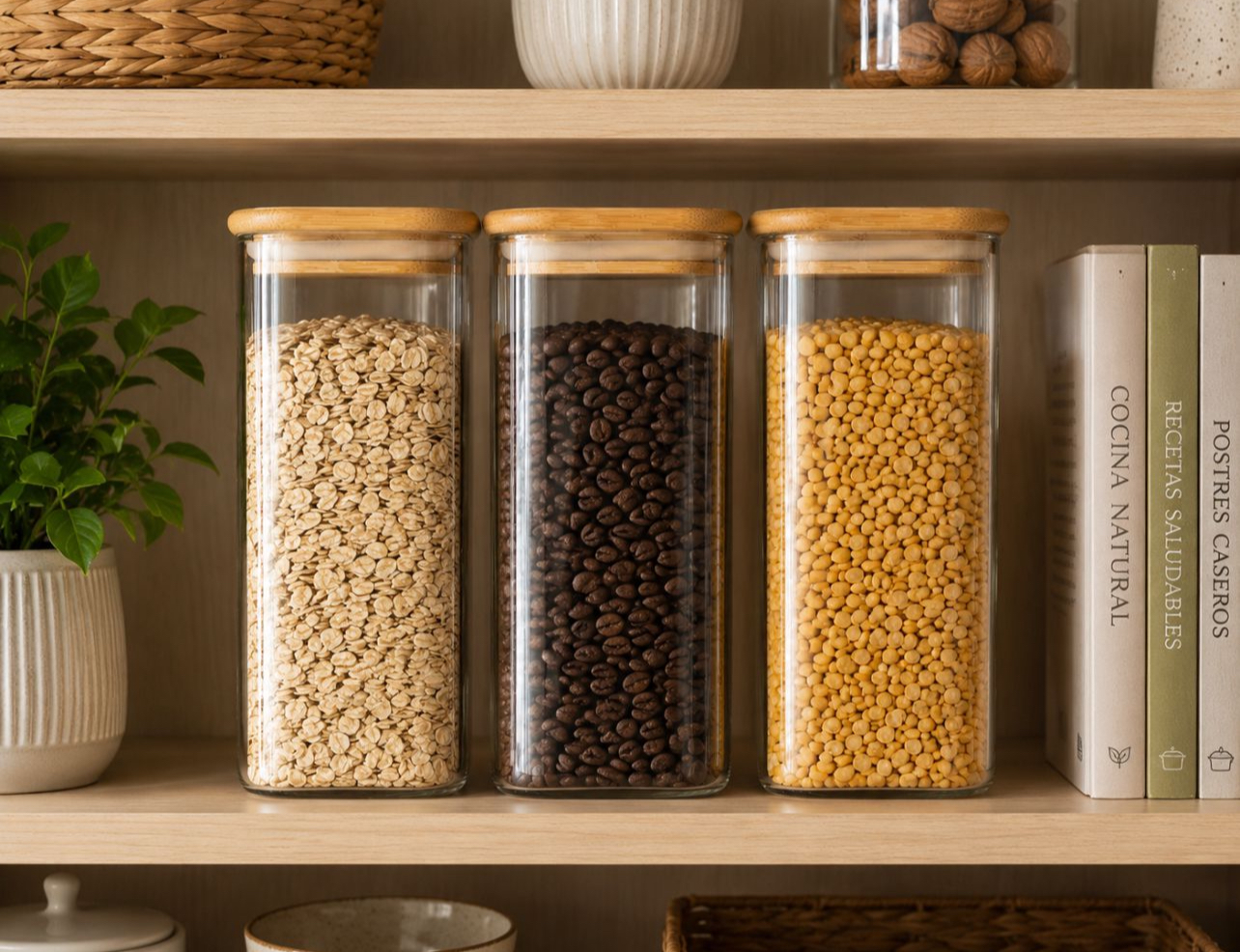 SET X 3 FRASCOS ORGANIZADORES DE COCINA VIDRIO BOROSILICATO 2000ML - 2