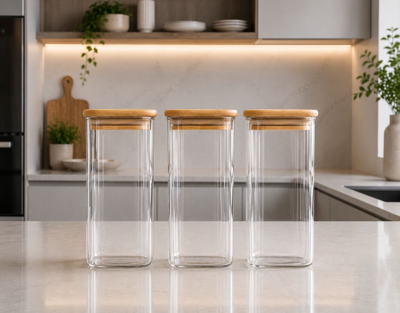 SET X 3 FRASCOS ORGANIZADORES DE COCINA VIDRIO BOROSILICATO 2000ML - 5