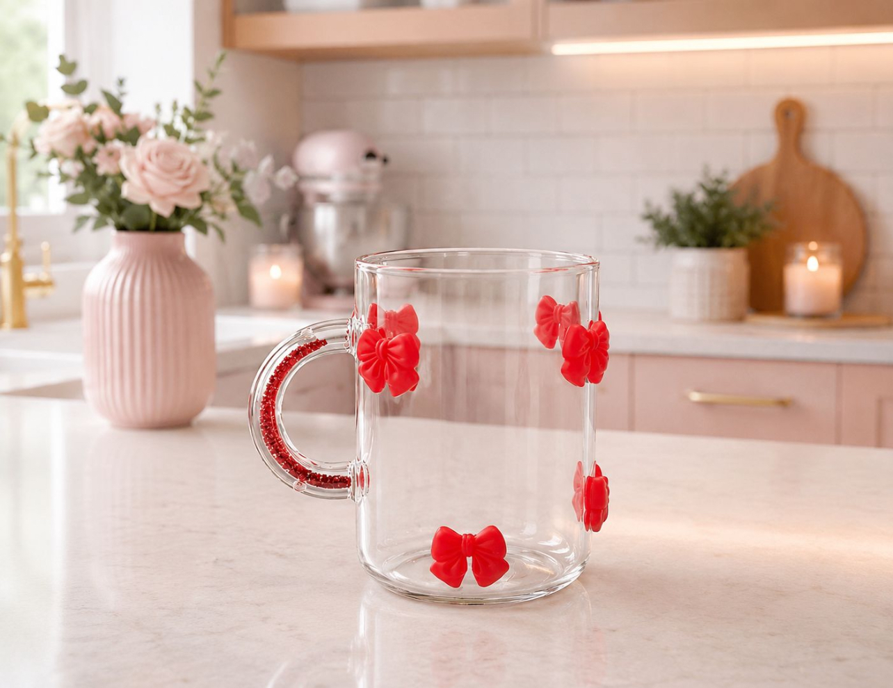 TAZA DE VIDRIO BOROSILICATO CON LAZOS DECORATIVOS 450ML AESTHETIC - 4