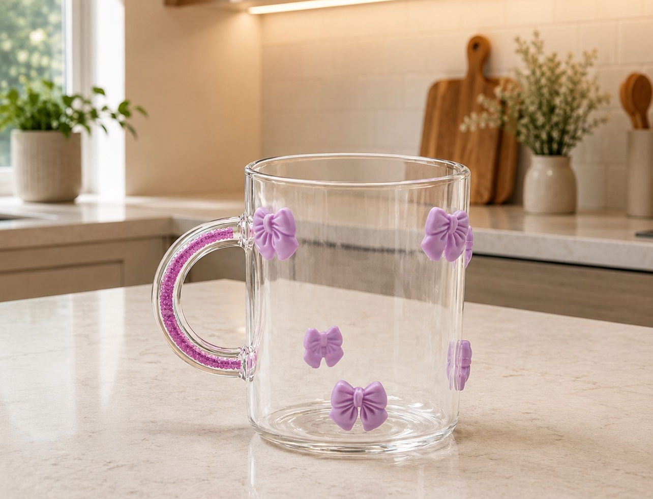 TAZA DE VIDRIO BOROSILICATO CON LAZOS DECORATIVOS 450ML AESTHETIC - 5