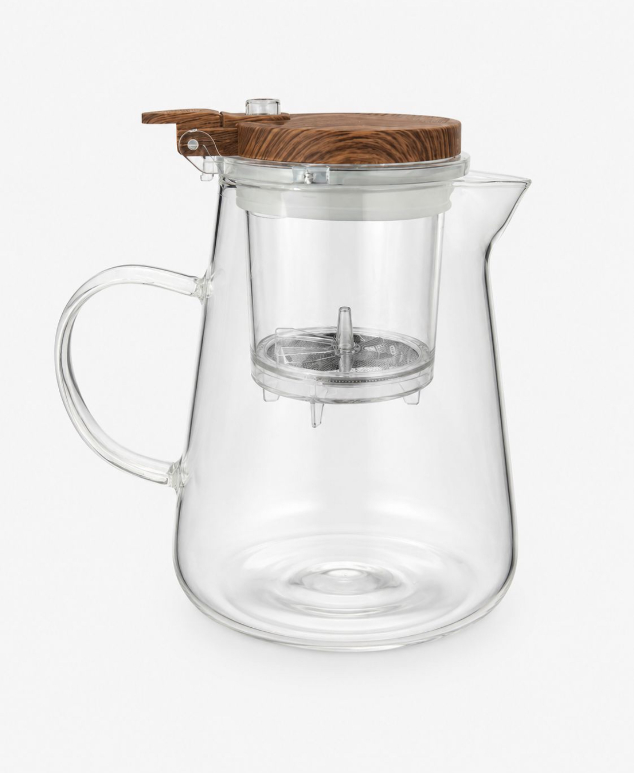 JARRA FILTRANTE DE VIDRIO BOROSILICATO 950ML CON INFUSOR Y TAPA TIPO MADERA - 6