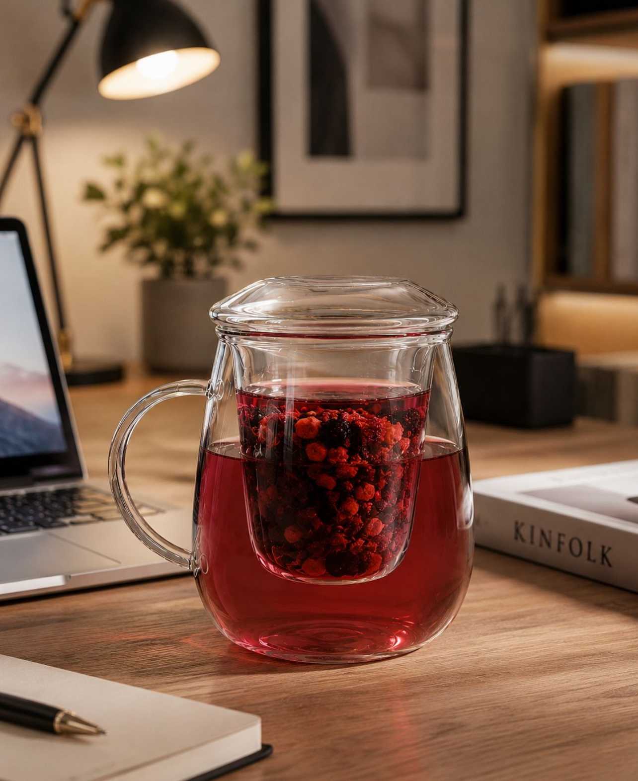 TAZA INFUSORA DE VIDRIO BOROSILICATO 600ML CON FILTRO Y TAPA PARA TÉ E INFUSIONES - 2