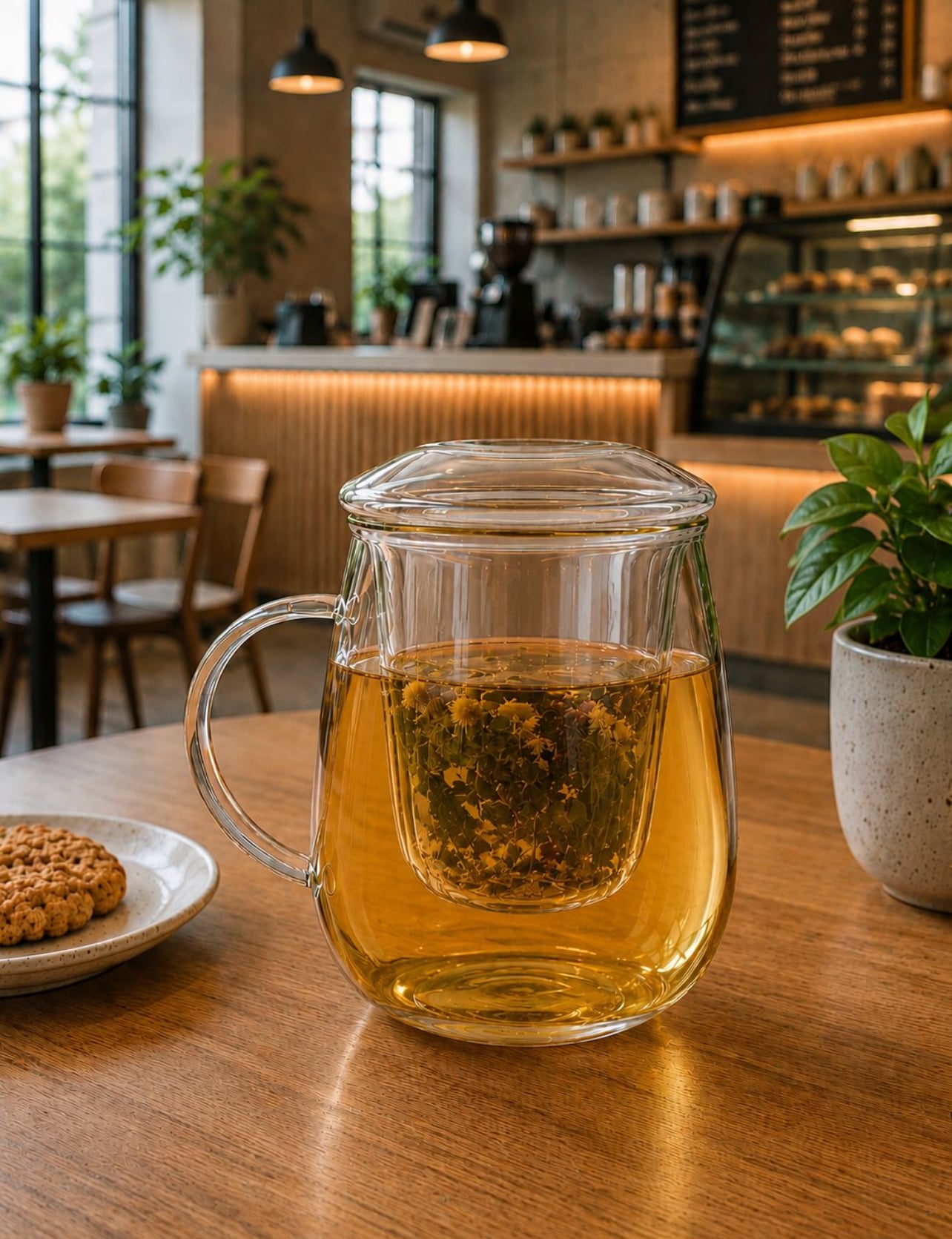 TAZA INFUSORA DE VIDRIO BOROSILICATO 600ML CON FILTRO Y TAPA PARA TÉ E INFUSIONES - 3