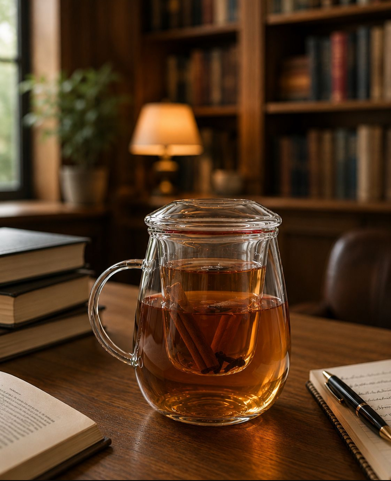 TAZA INFUSORA DE VIDRIO BOROSILICATO 600ML CON FILTRO Y TAPA PARA TÉ E INFUSIONES - 4