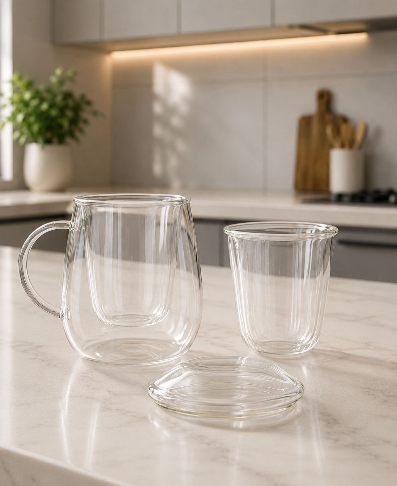 TAZA INFUSORA DE VIDRIO BOROSILICATO 600ML CON FILTRO Y TAPA PARA TÉ E INFUSIONES - 6