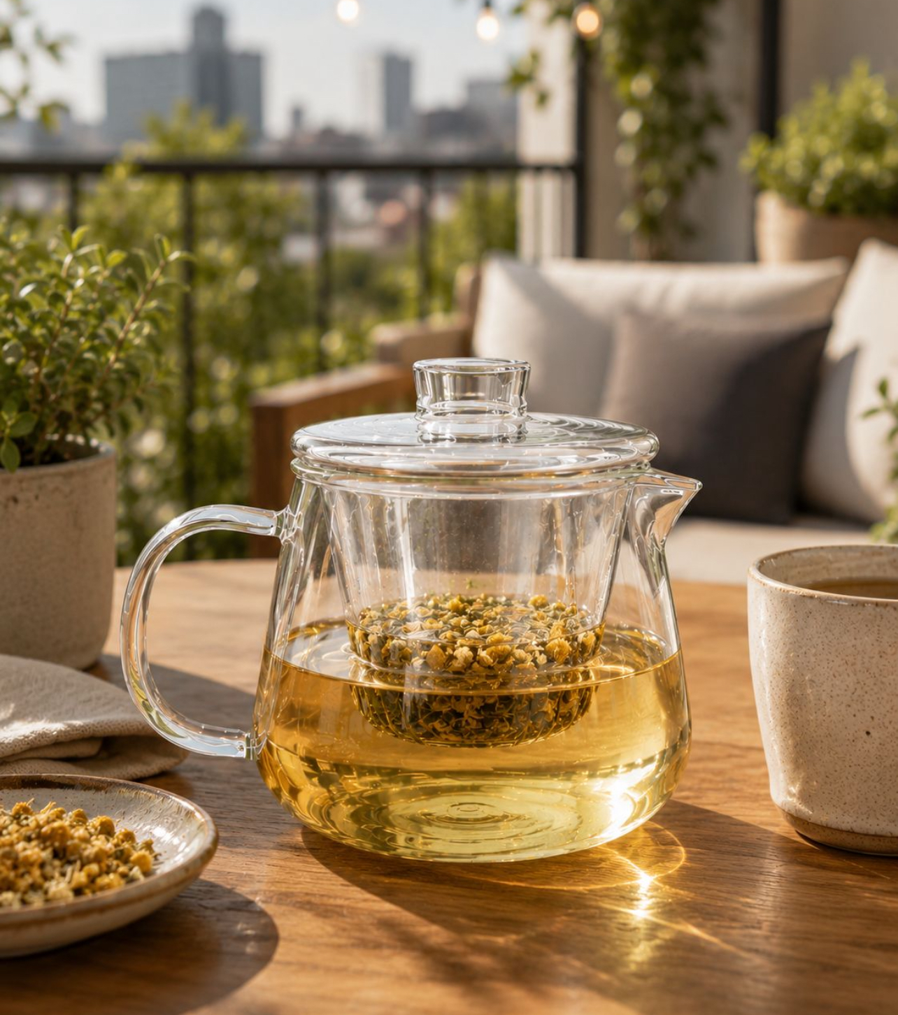 TETERA INFUSORA DE VIDRIO BOROSILICATO 550ML CON FILTRO Y TAPA - 1