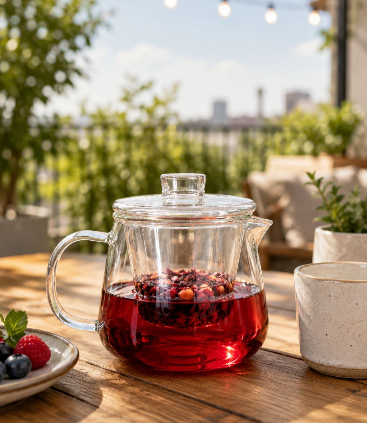 TETERA INFUSORA DE VIDRIO BOROSILICATO 550ML CON FILTRO Y TAPA - 2