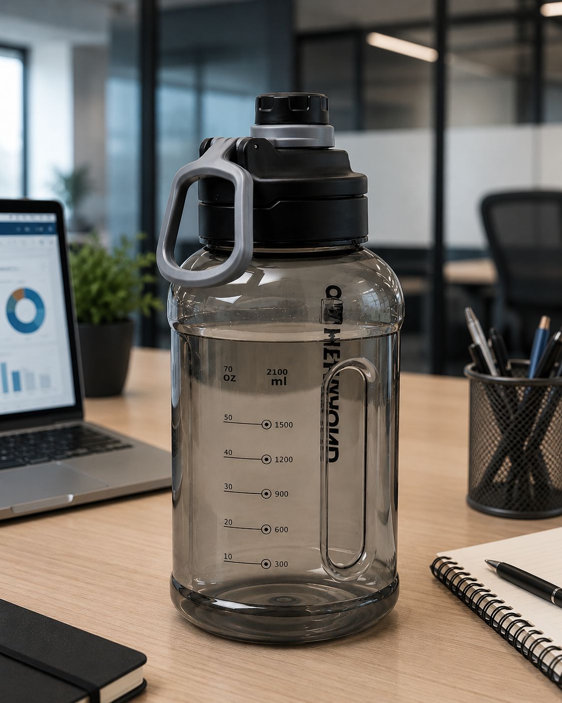 TOMATODO DEPORTIVO 2 LITROS CON ASA Y MEDIDOR DE AGUA - 6
