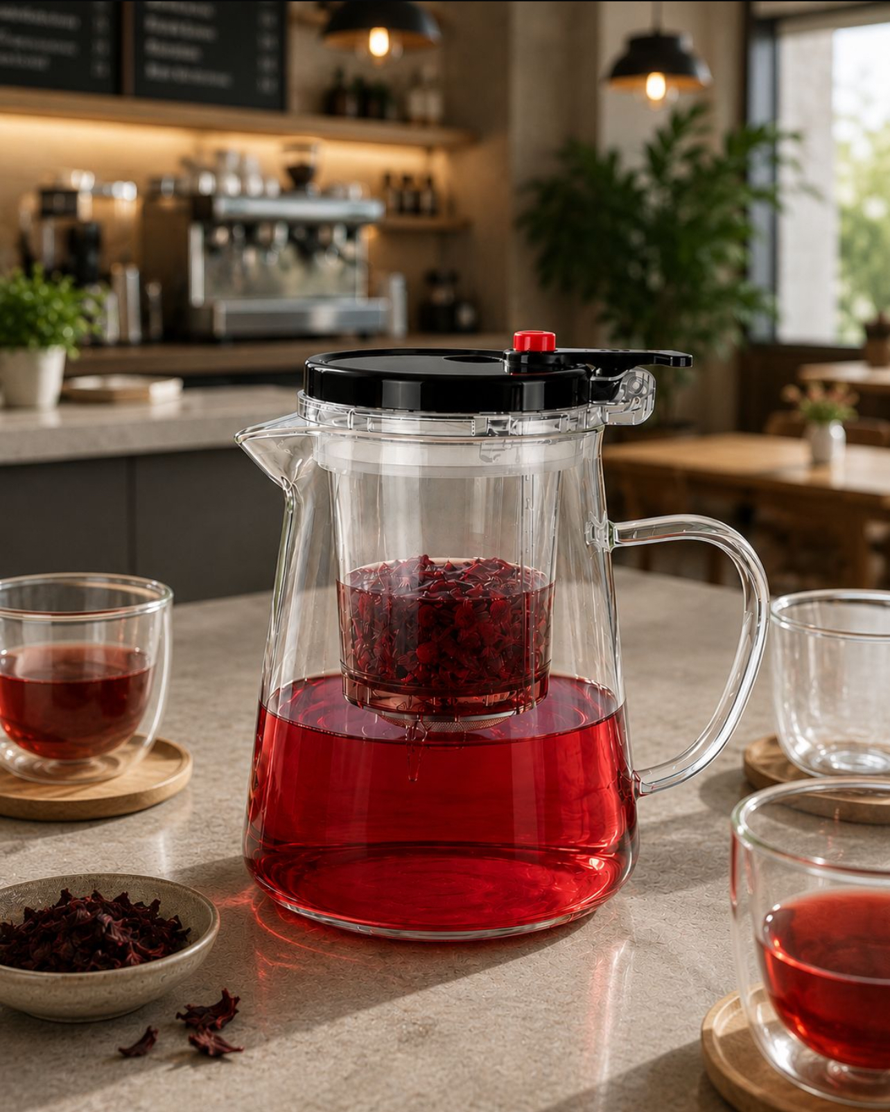 JARRA INFUSORA DE VIDRIO BOROSILICATO 720ML CON FILTRO Y TAPA HERMÉTICA PARA TÉ E INFUSIONES - 3