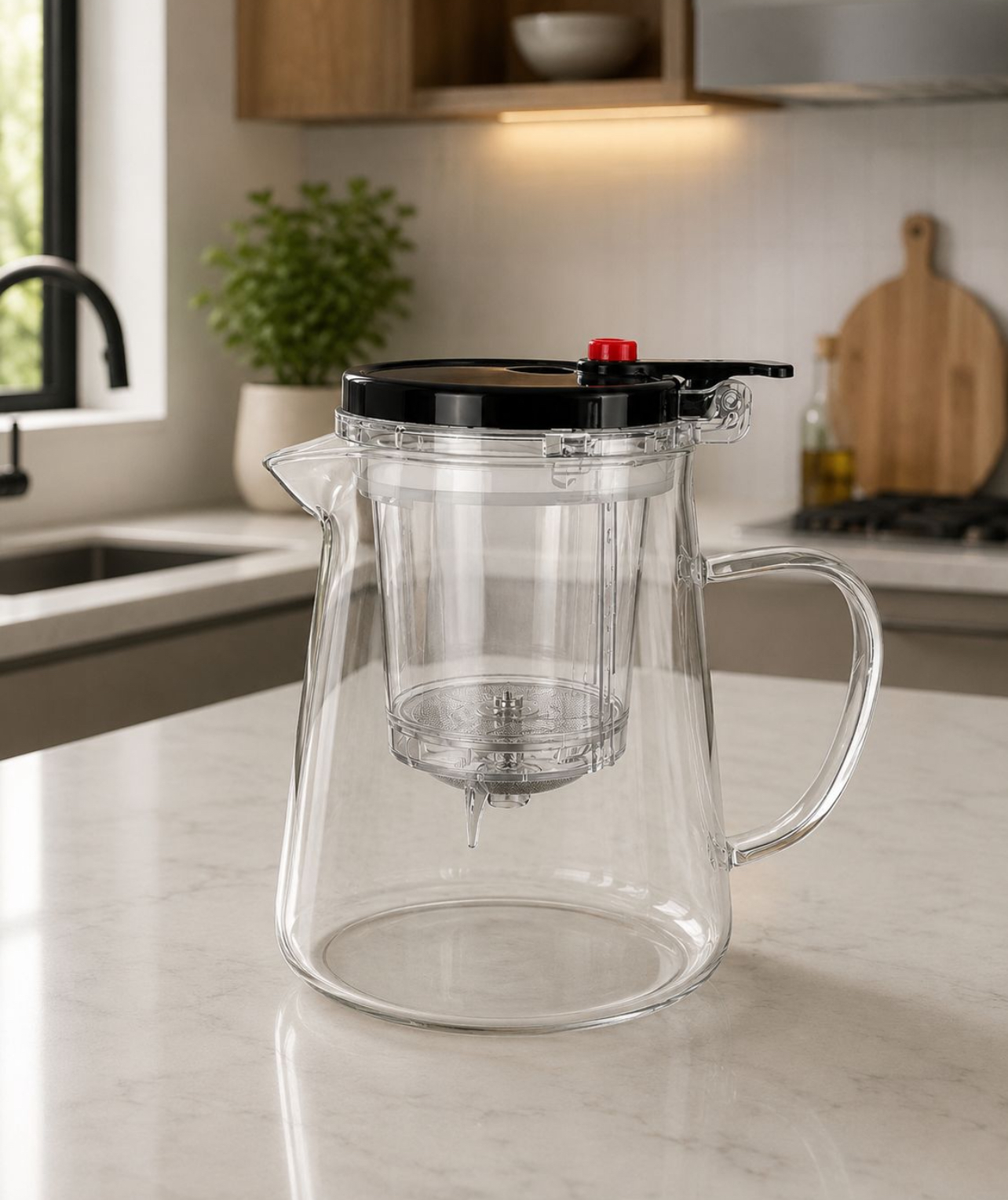 JARRA INFUSORA DE VIDRIO BOROSILICATO 720ML CON FILTRO Y TAPA HERMÉTICA PARA TÉ E INFUSIONES - 4