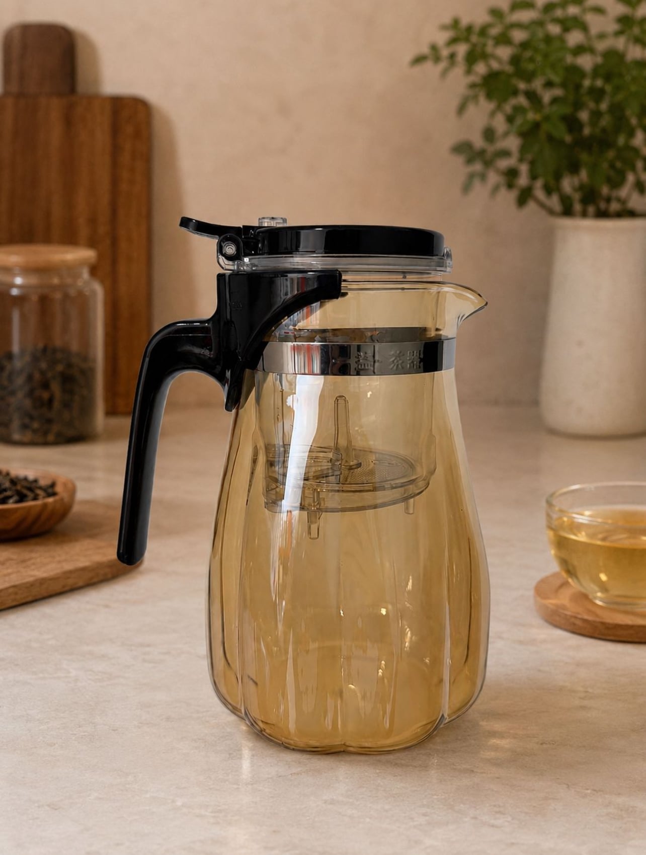 JARRA INFUSORA DE VIDRIO BOROSILICATO 900ML CON FILTRO INTEGRADO - 1