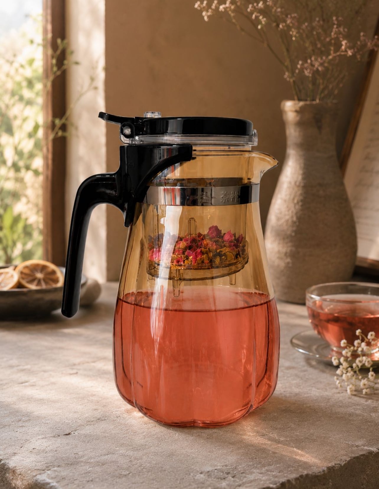 JARRA INFUSORA DE VIDRIO BOROSILICATO 900ML CON FILTRO INTEGRADO - 2