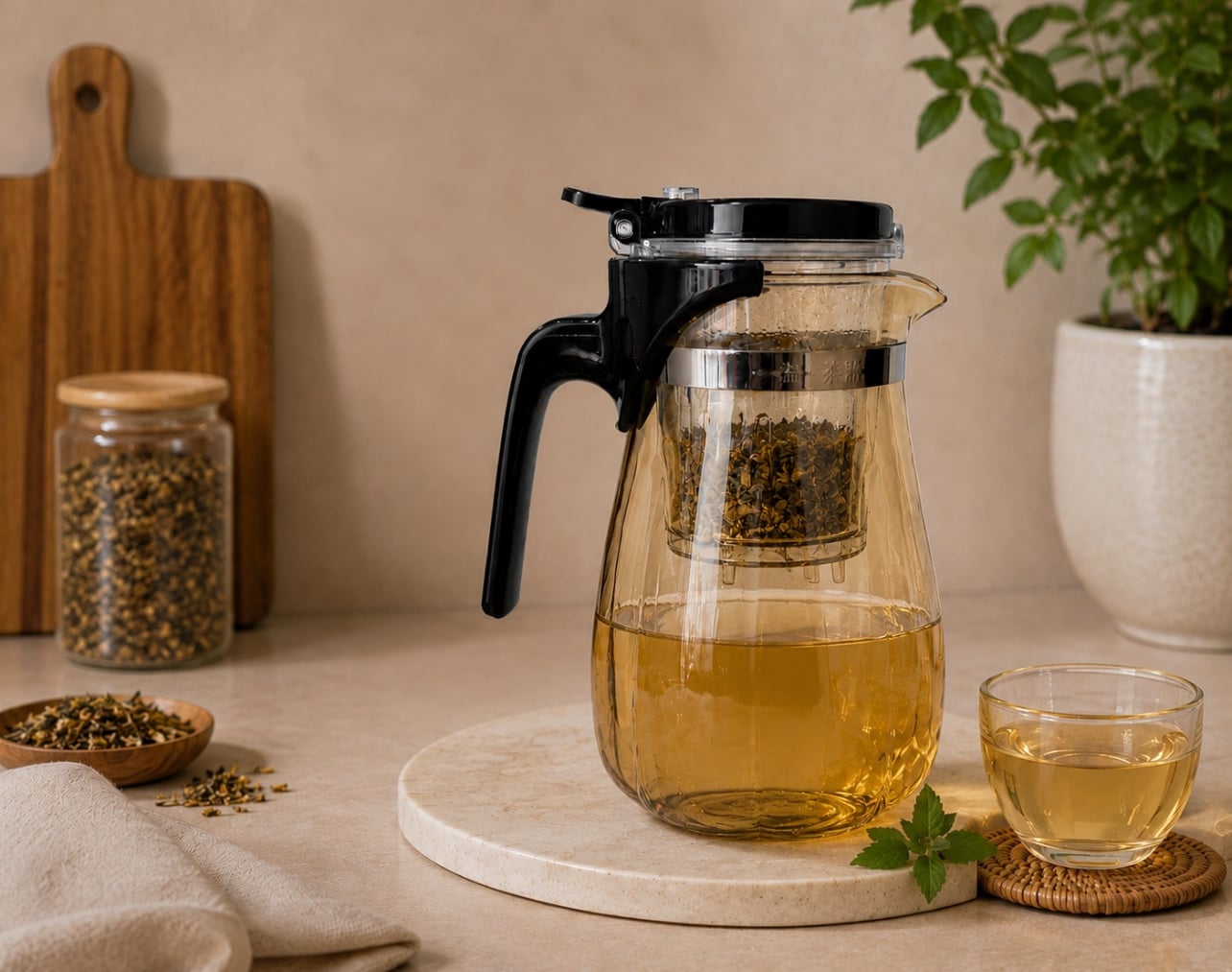 JARRA INFUSORA DE VIDRIO BOROSILICATO 900ML CON FILTRO INTEGRADO - 3