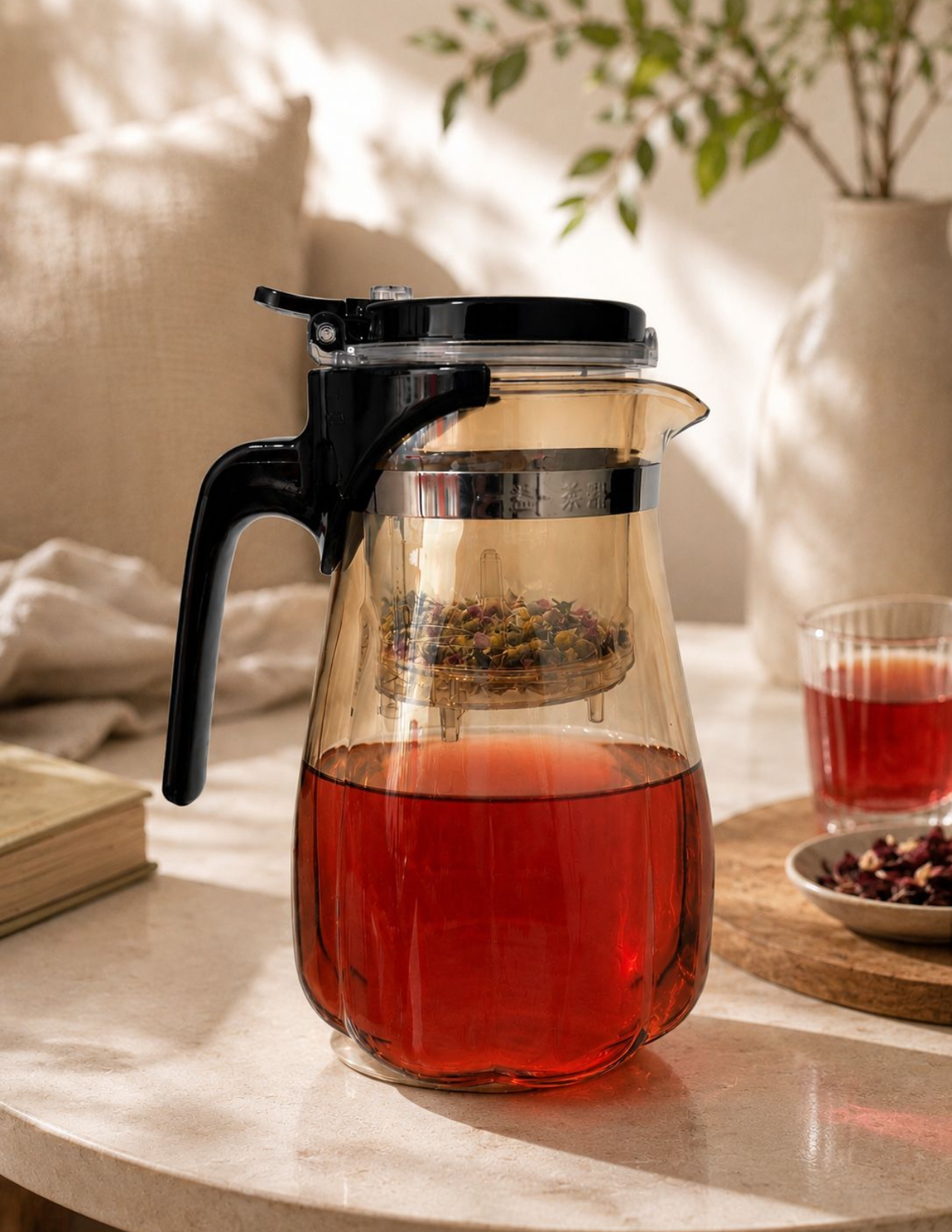 JARRA INFUSORA DE VIDRIO BOROSILICATO 900ML CON FILTRO INTEGRADO - 4