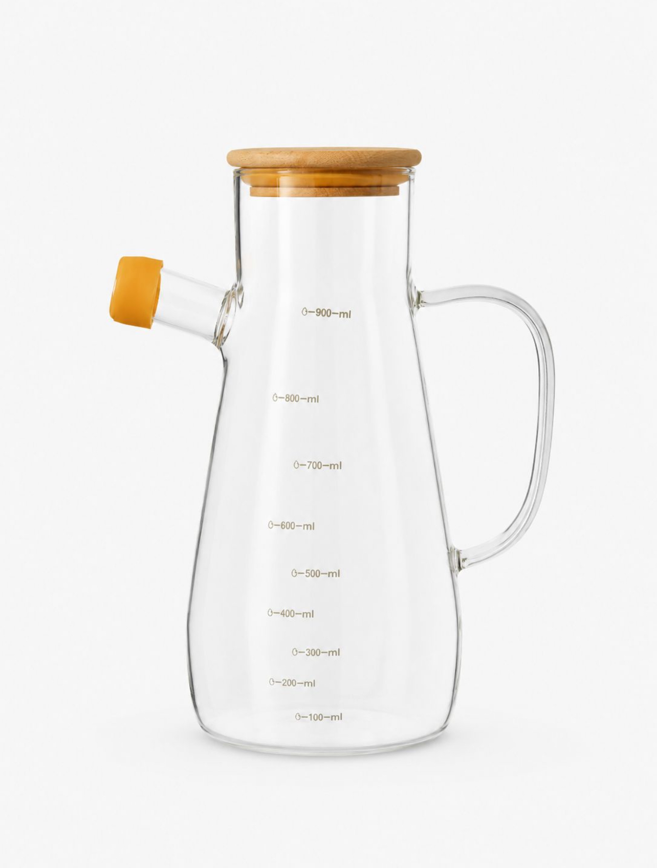 ACEITERA DE VIDRIO BOROSILICATO 900ML CON TAPA DE BAMBÚ Y PICO ANTIDERRAME - 6