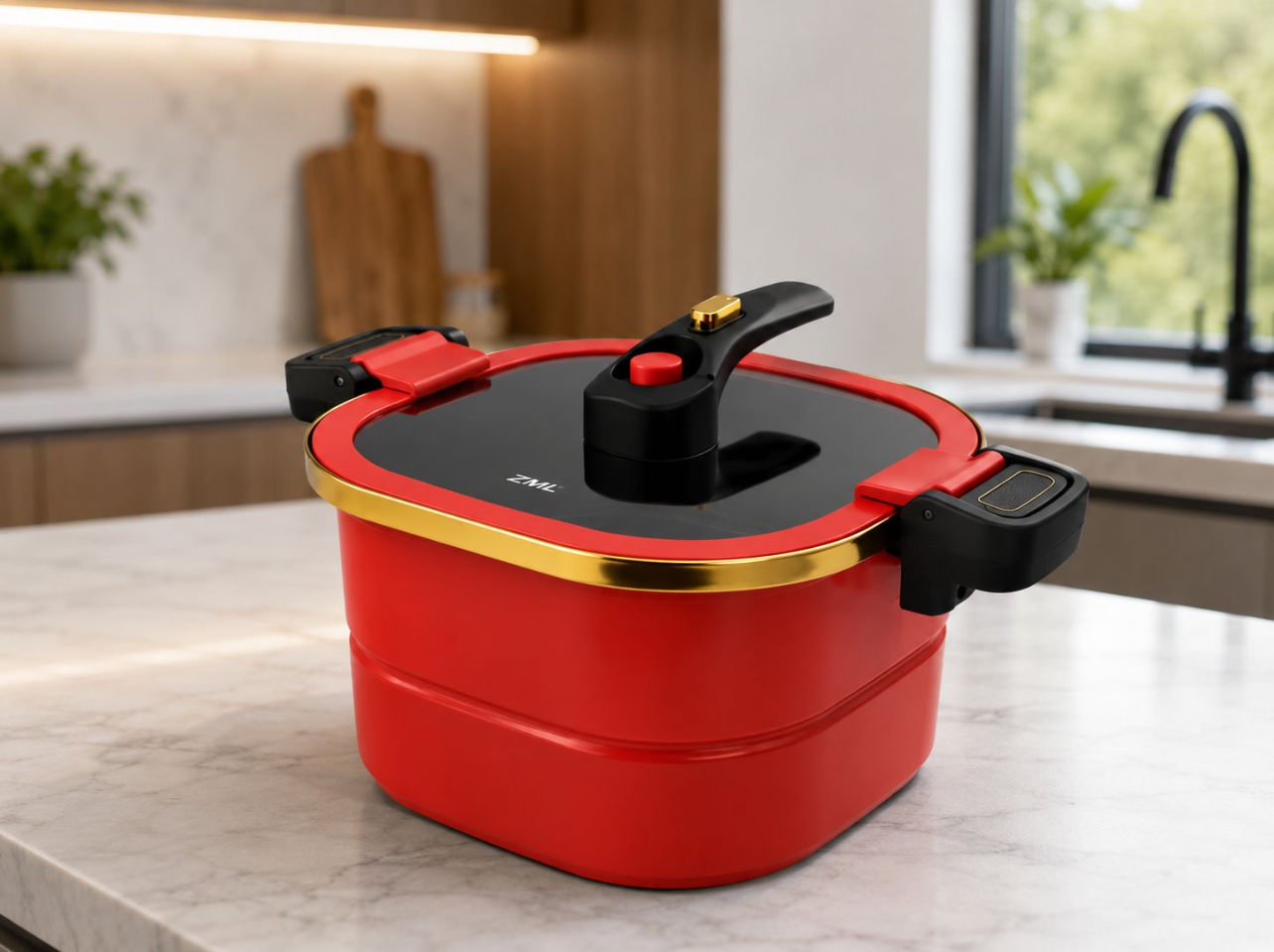 OLLA A PRESIÓN CUADRADA CON TAPA DE VIDRIO BOROSILICATO Y REJILLA INTERIOR - 4