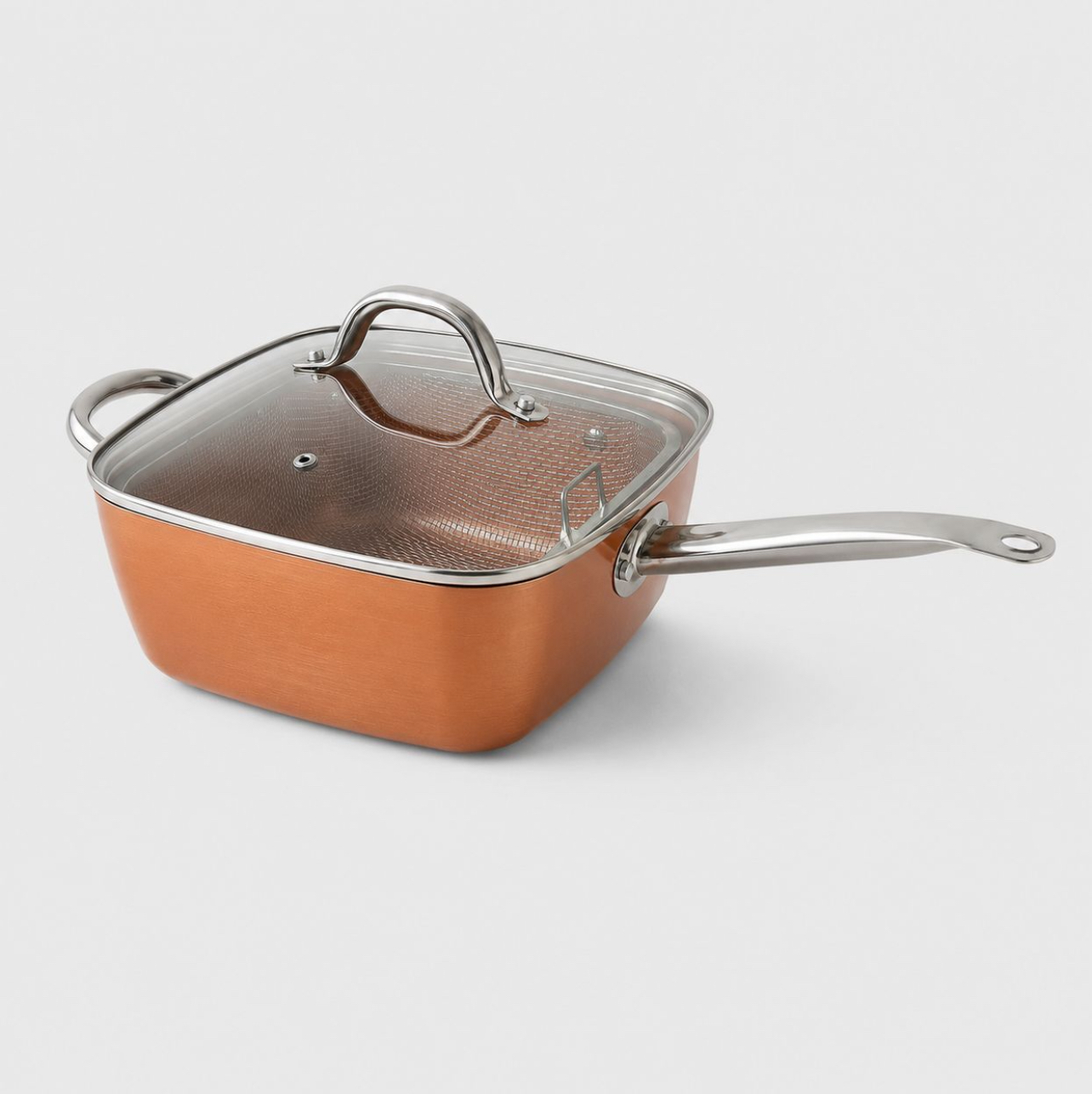 COPPER PAN MULTIFUNCIONAL 25 CM CON COLADOR, REJILLA DE VAPOR Y TAPA DE VIDRIO - 7