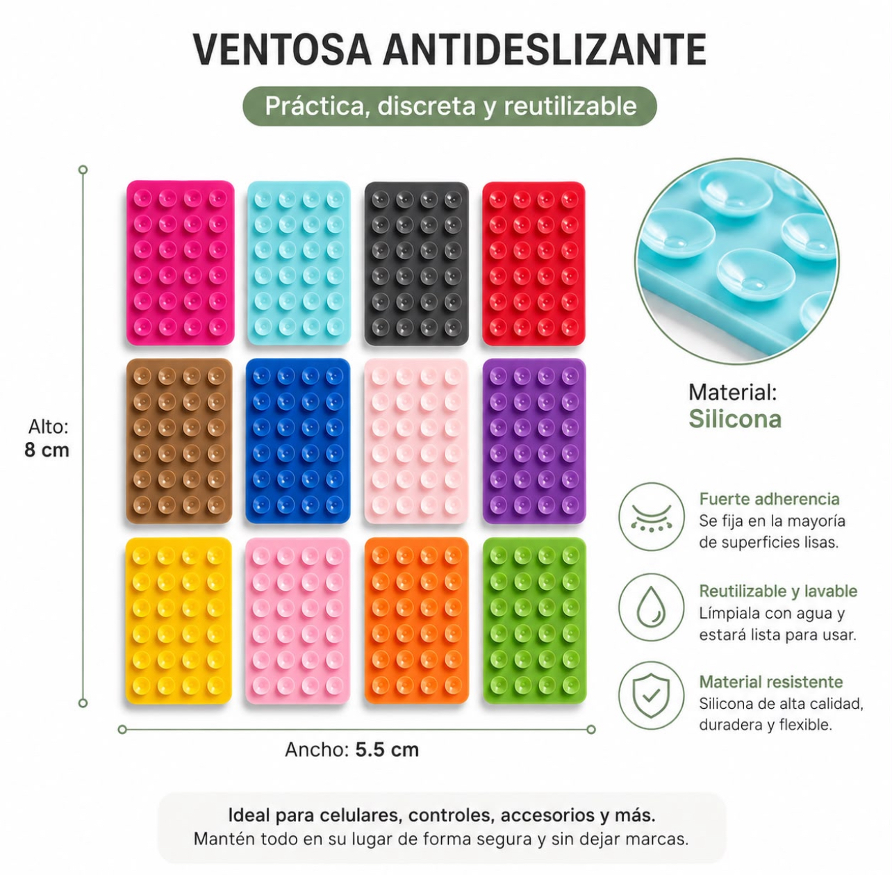 CHUPON VENTOSA DE SILICONA ADHESIVO PARA CELULAR - 2
