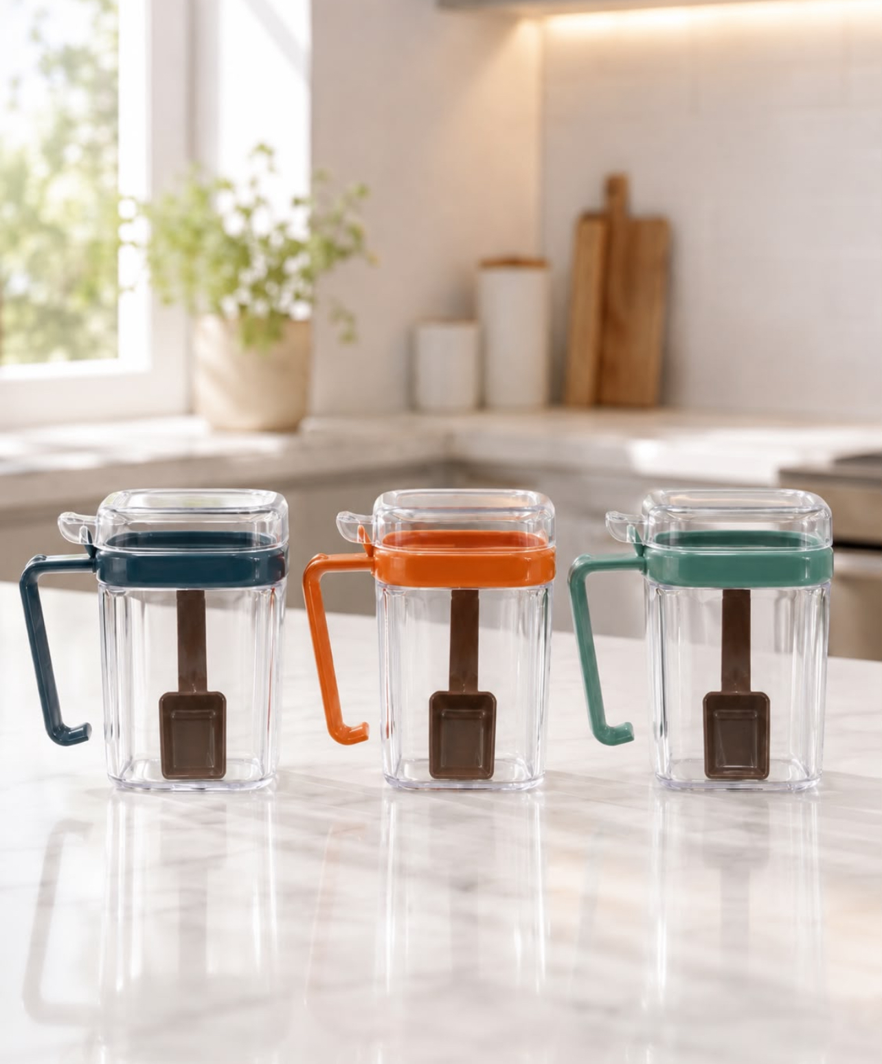 SET DE 3 CONDIMENTEROS CON TAPA Y CUCHARA - 6