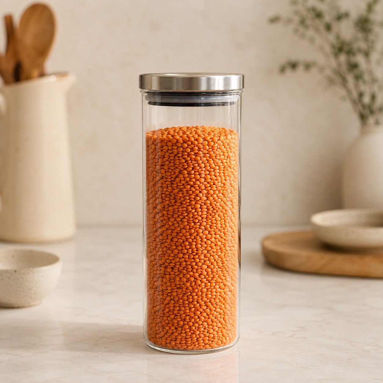 FRASCO HERMÉTICO DE VIDRIO BOROSILICATO 1000 ML CON TAPA DE ACERO INOXIDABLE - 3