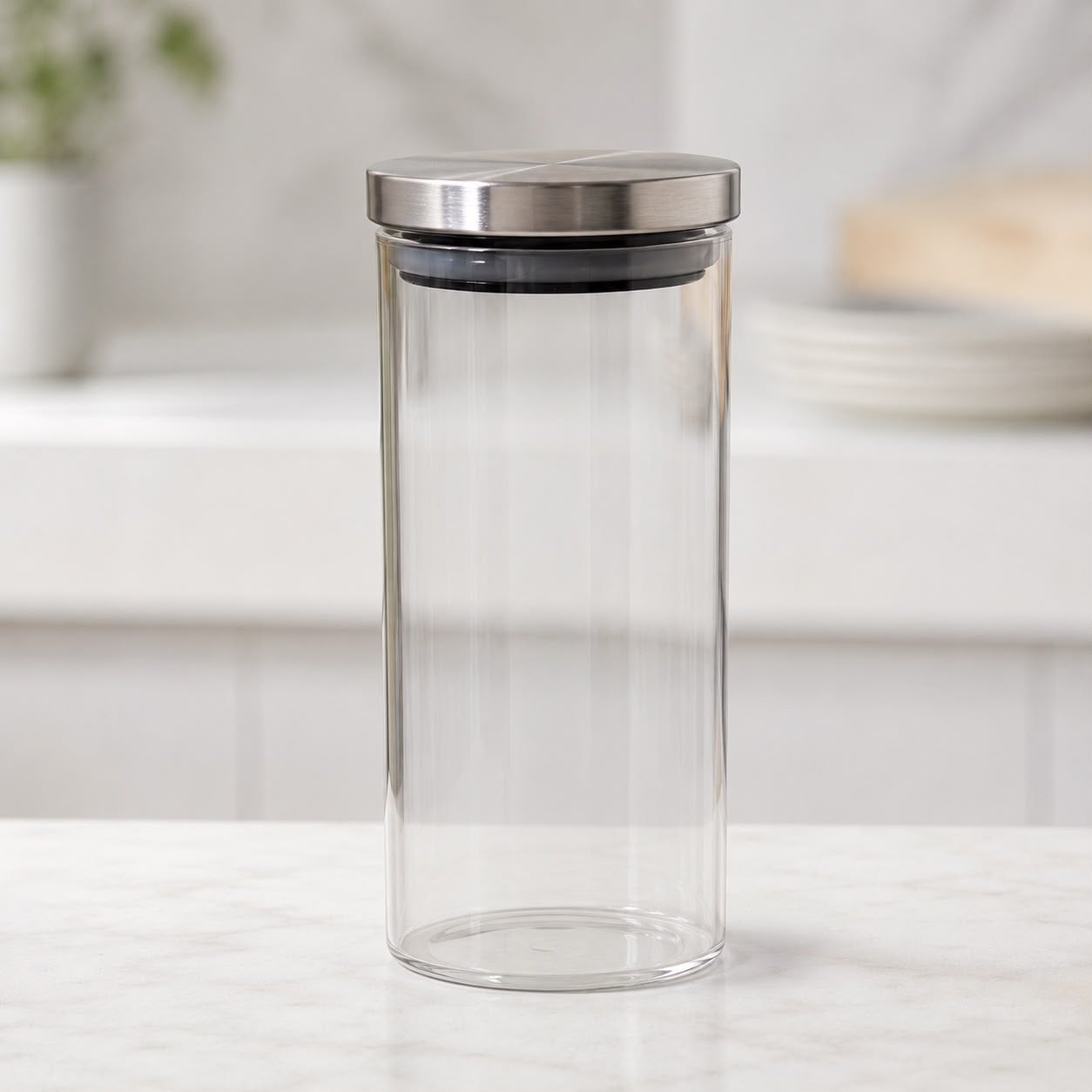 FRASCO HERMÉTICO DE VIDRIO BOROSILICATO 1000 ML CON TAPA DE ACERO INOXIDABLE - 5