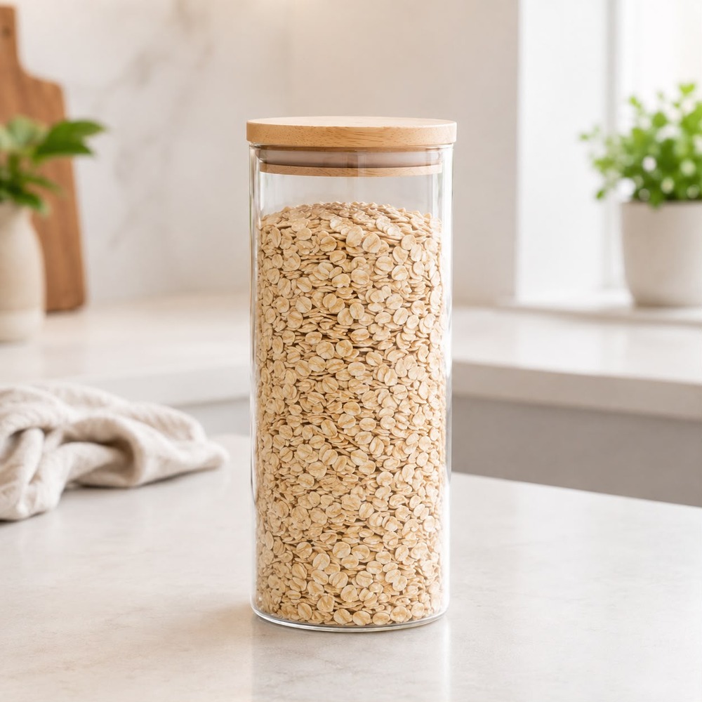 FRASCO HERMÉTICO DE VIDRIO BOROSILICATO CON TAPA DE BAMBÚ 1300 ML - 2