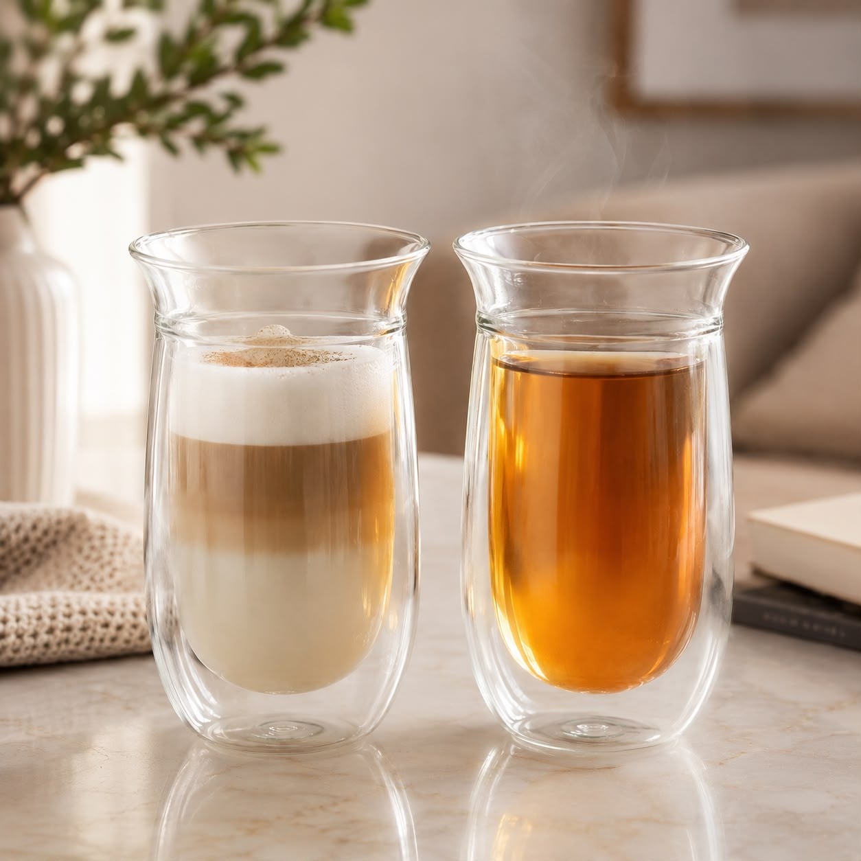 6 VASOS DE VIDRIO BOROSILICATO DOBLE FONDO 250 ML - 4