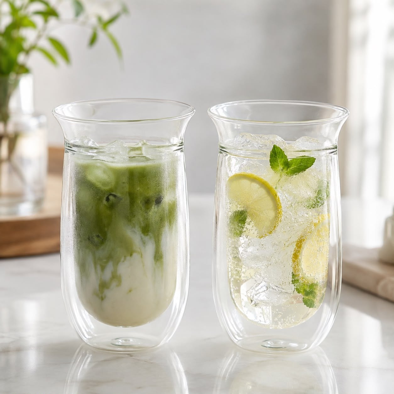 6 VASOS DE VIDRIO BOROSILICATO DOBLE FONDO 250 ML - 5