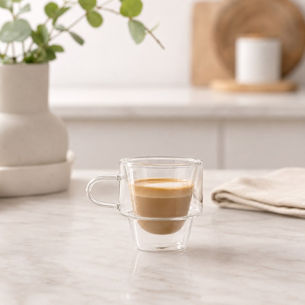 6 TAZAS ESPRESSO DOBLE FONDO 140 ML DE VIDRIO BOROSILICATO - 3