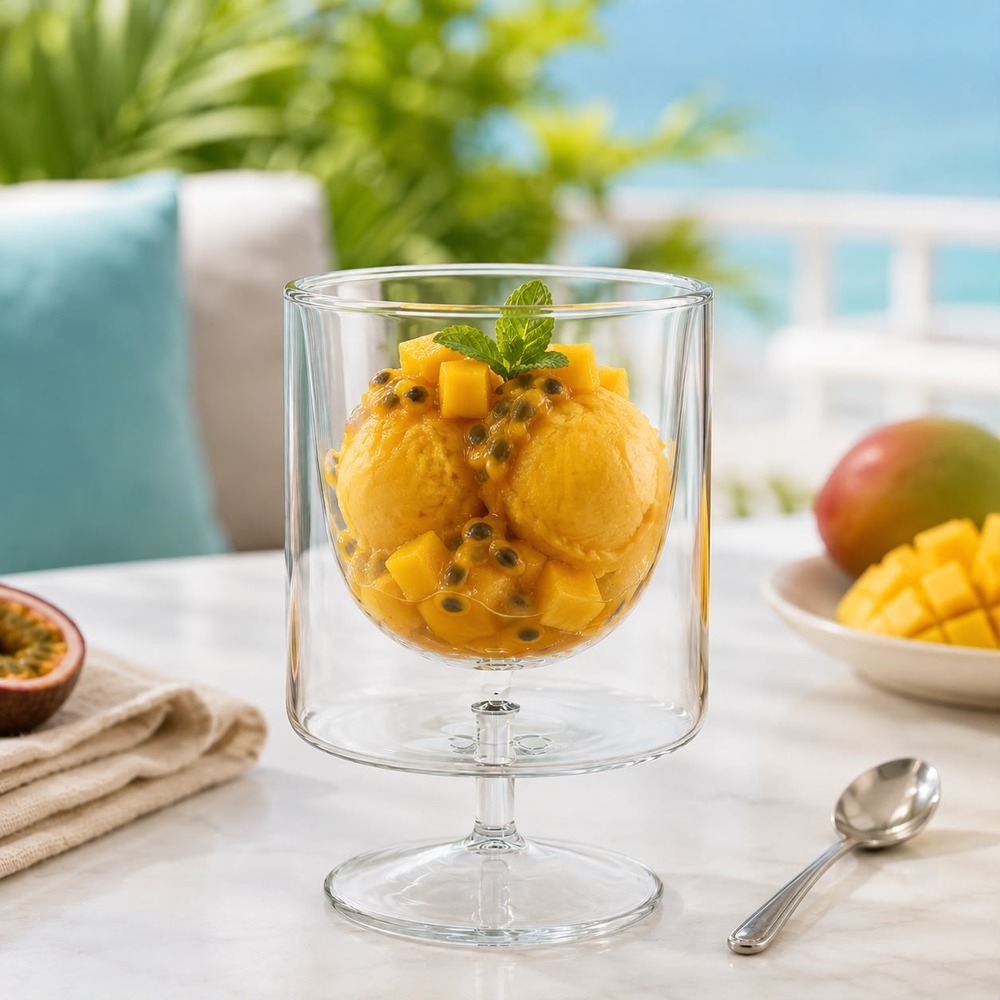 6 COPAS DOBLE FONDO DE VIDRIO BOROSILICATO 200 ML PARA HELADOS Y POSTRES - 5
