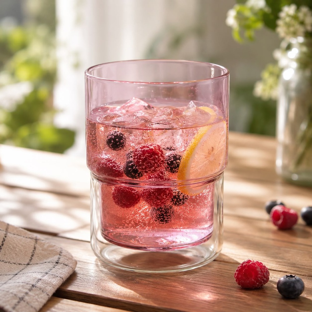 6 VASOS DOBLE PARED ROSADO 350 ML PARA BEBIDAS FRIAS Y CALIENTES - 2