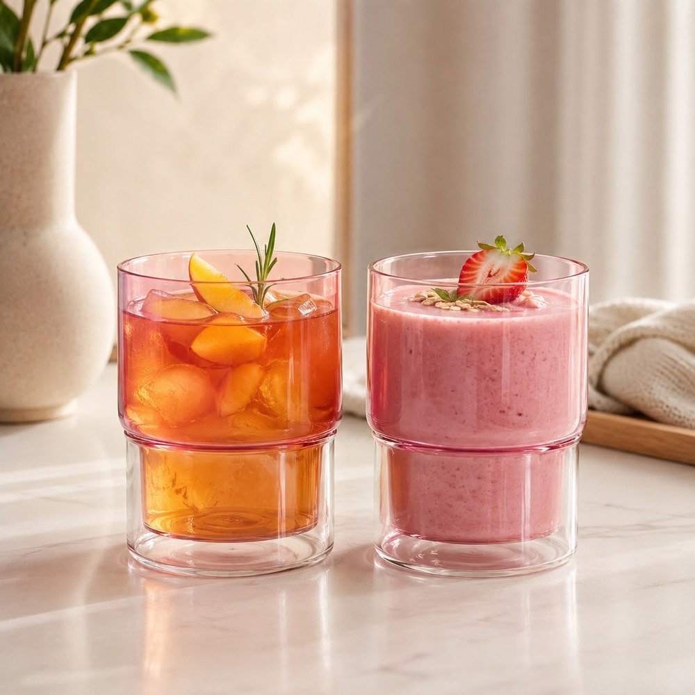 6 VASOS DOBLE PARED ROSADO 350 ML PARA BEBIDAS FRIAS Y CALIENTES - 4