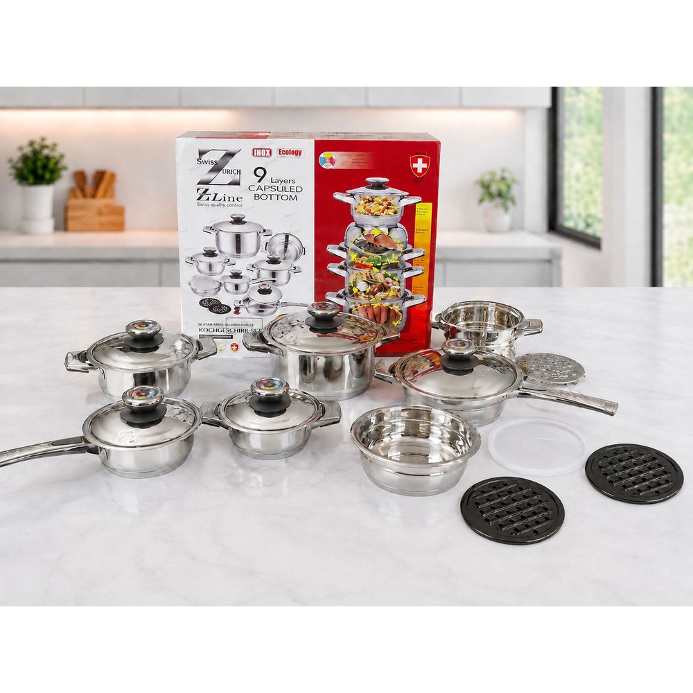 SET DE COCINA SWISS ZURICH Z LINE 16 PIEZAS – ACERO INOXIDABLE - 1