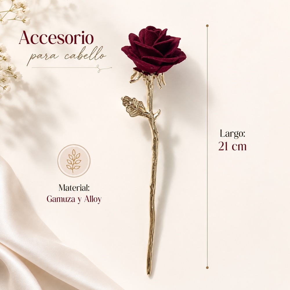 ACCESORIO PARA CABELLO ROSA ELEGANTE - 4