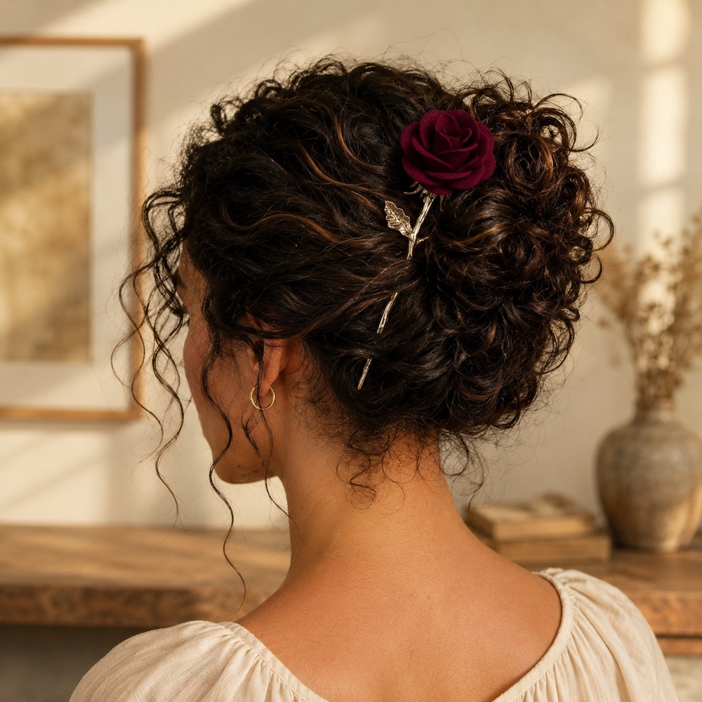 ACCESORIO PARA CABELLO ROSA ELEGANTE - 5