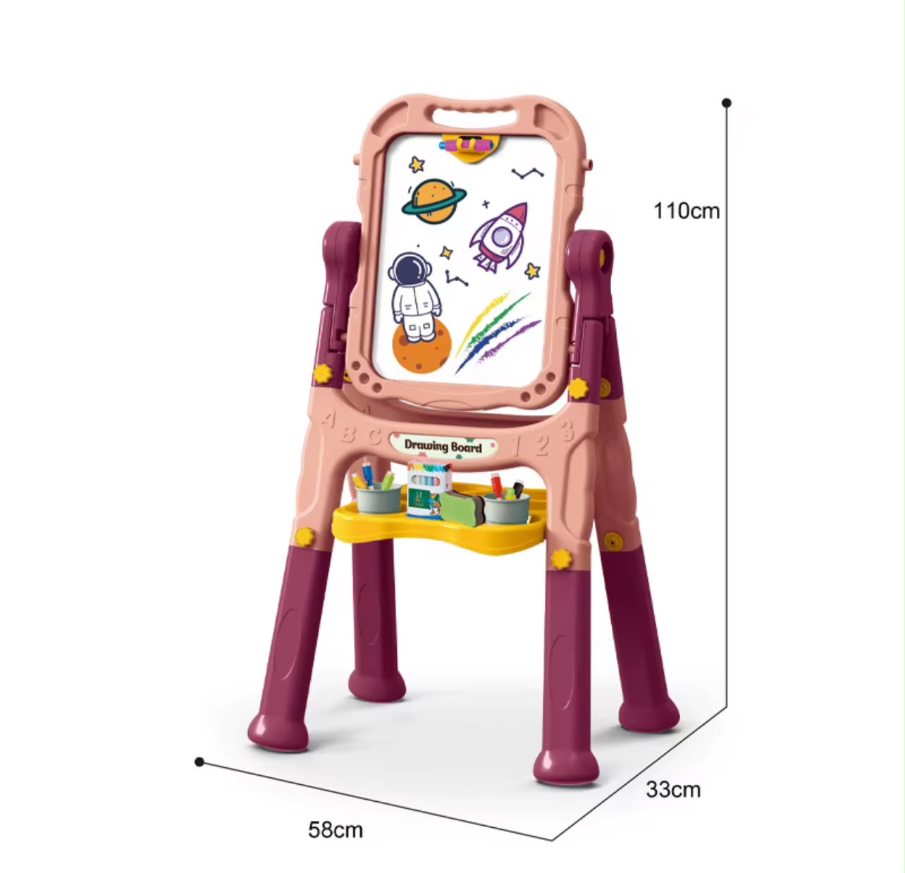 CABALLETE INFANTIL 2 EN 1 PIZARRA MAGNÉTICA 360° CON ACCESORIOS - 6