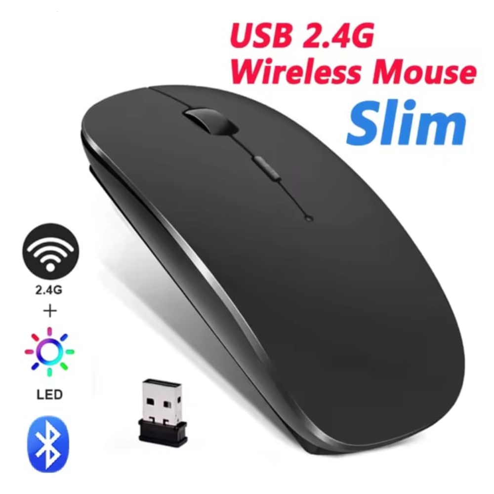 KIT TECLADO Y MOUSE INALAMBRICO DUAL BLUETOOTH Y 2.4G RECARGABLE - 3
