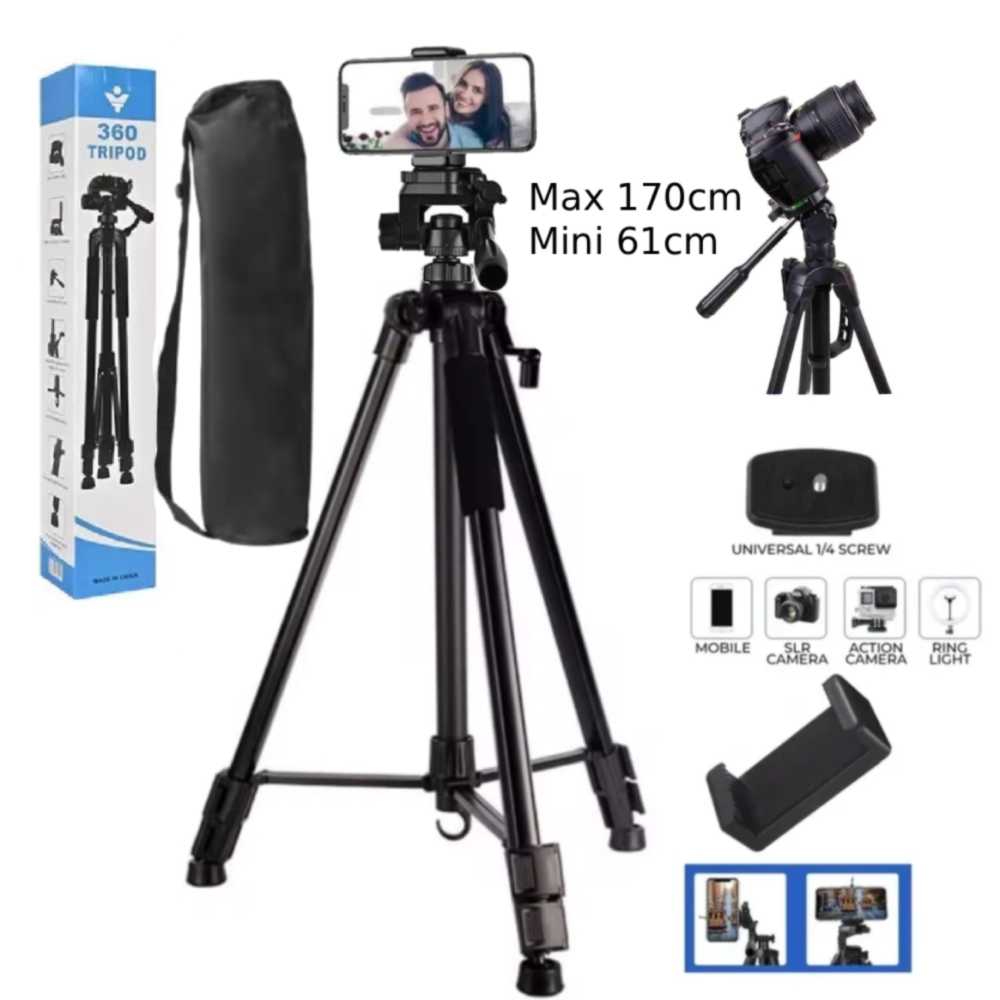 TRIPODE PARA CELULAR CAMARA PROYECTOR ALUMINIO 170CM SOPORTE 360° - 1
