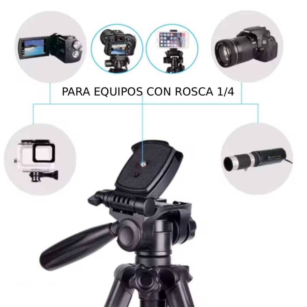 TRIPODE PARA CELULAR CAMARA PROYECTOR ALUMINIO 170CM SOPORTE 360° - 2
