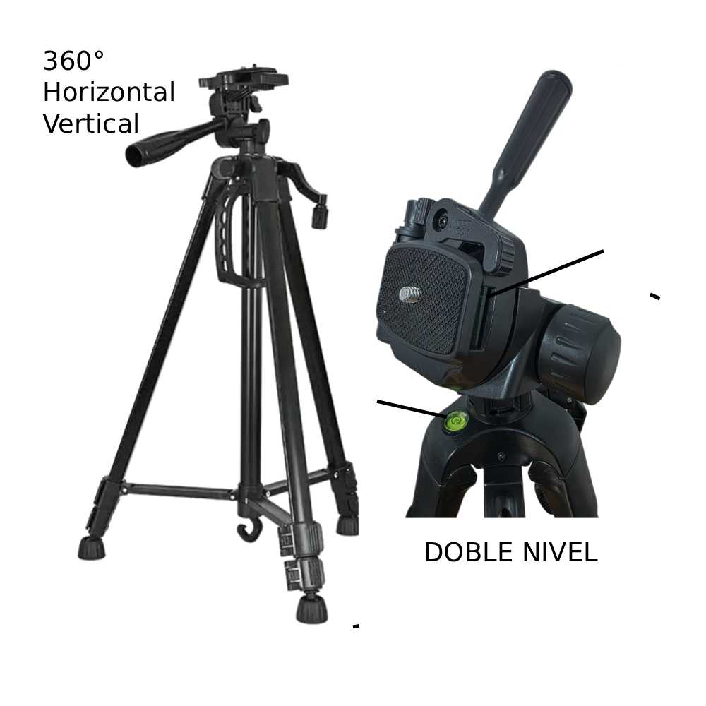 TRIPODE PARA CELULAR CAMARA PROYECTOR ALUMINIO 170CM SOPORTE 360° - 4